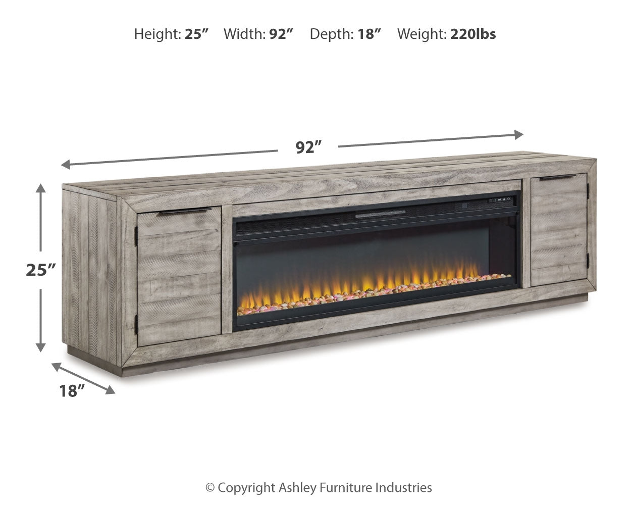 Naydell 92" TV Stand with Electric Fireplace - Tampa Furniture Outlet