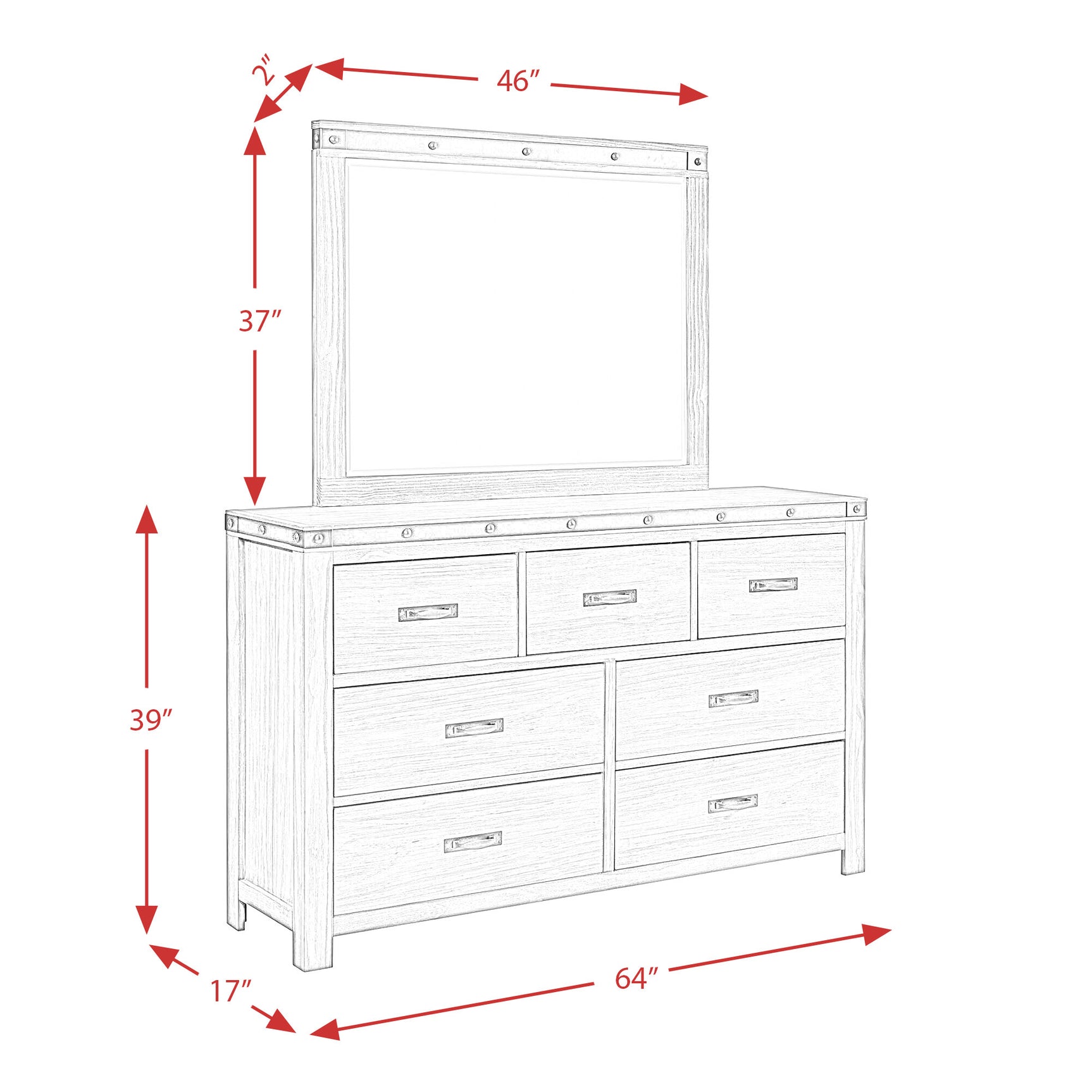 Wade 7-Drawer Dresser & Mirror Set