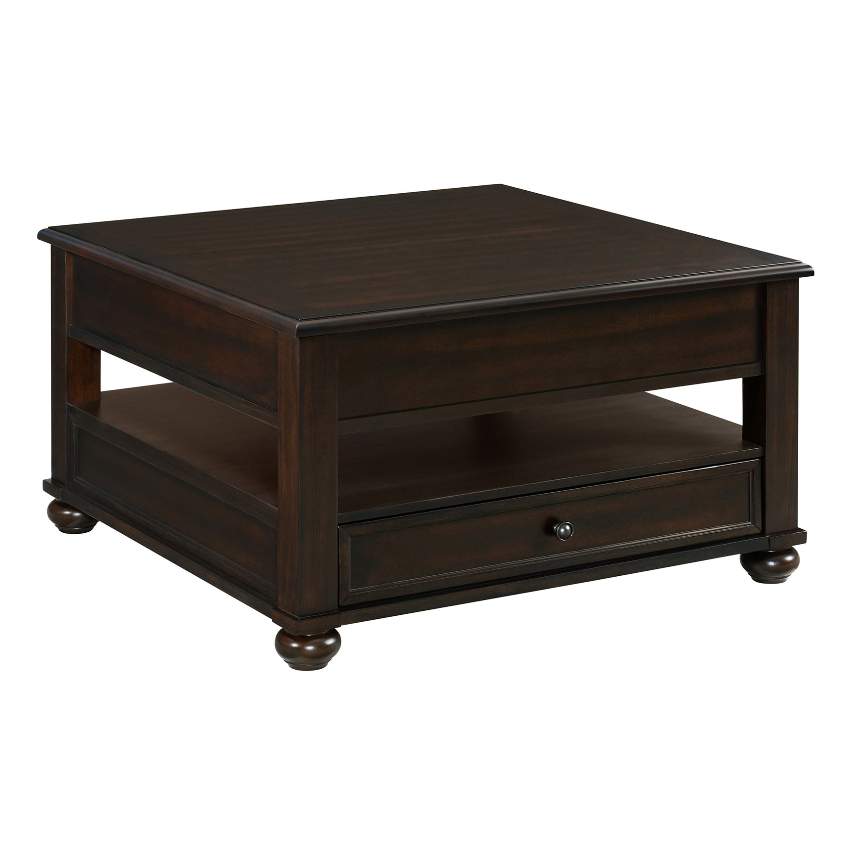 Wagner Square Lift-Top Coffee Table w/ Casters in Cherry - Tampa Furniture Outlet