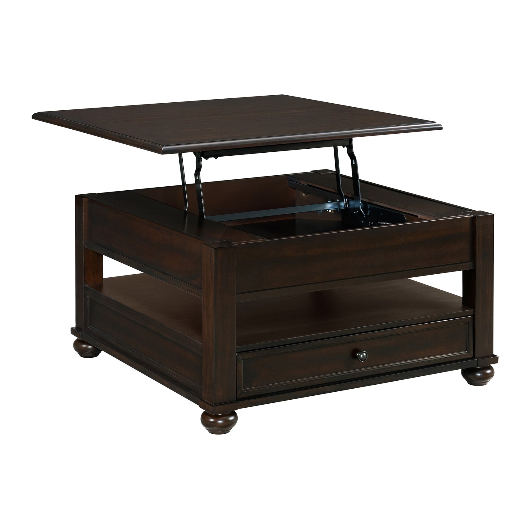 Wagner Square Lift-Top Coffee Table w/ Casters in Cherry - Tampa Furniture Outlet