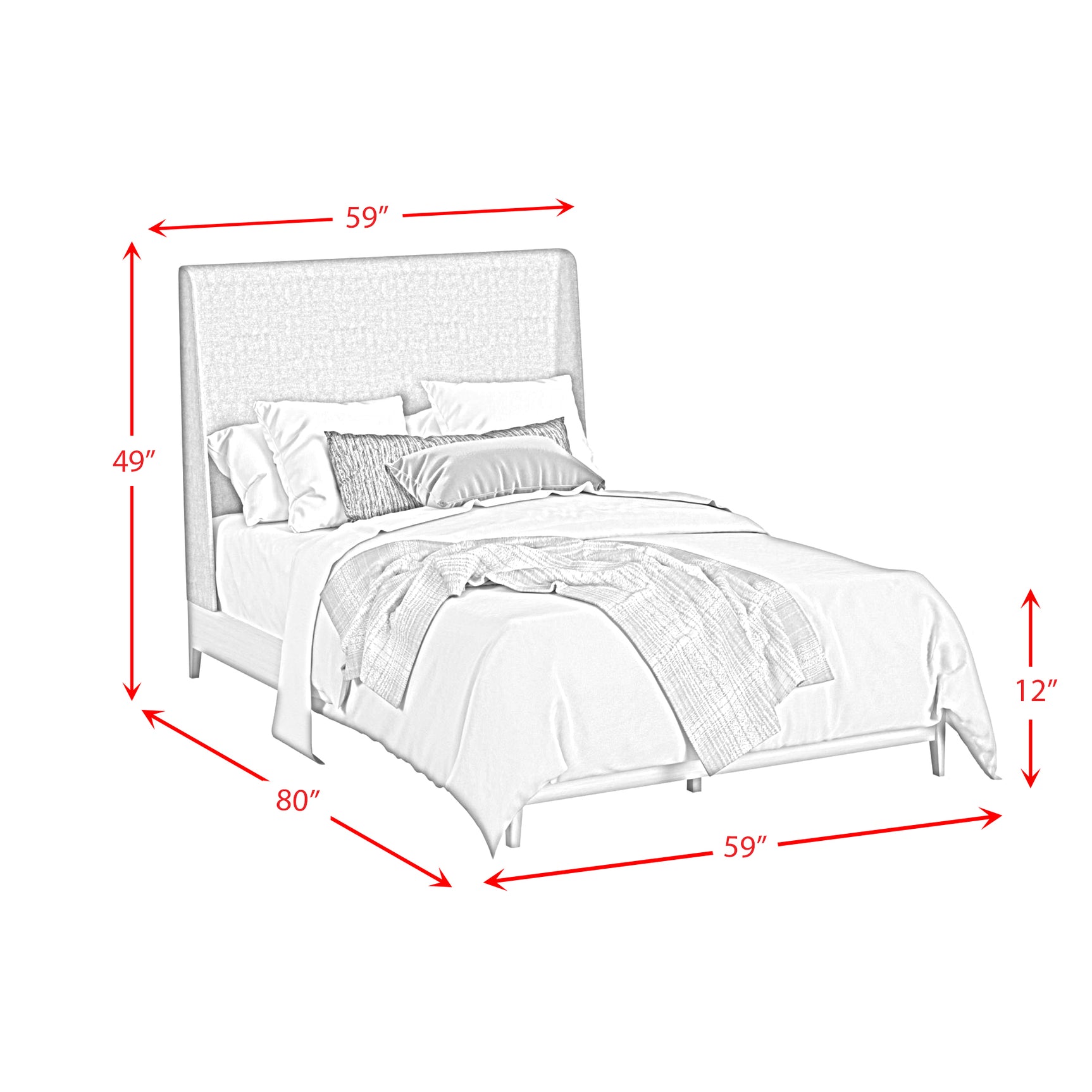 Westland Full UPH Bed with Grey Fabric in Almond - Tampa Furniture Outlet