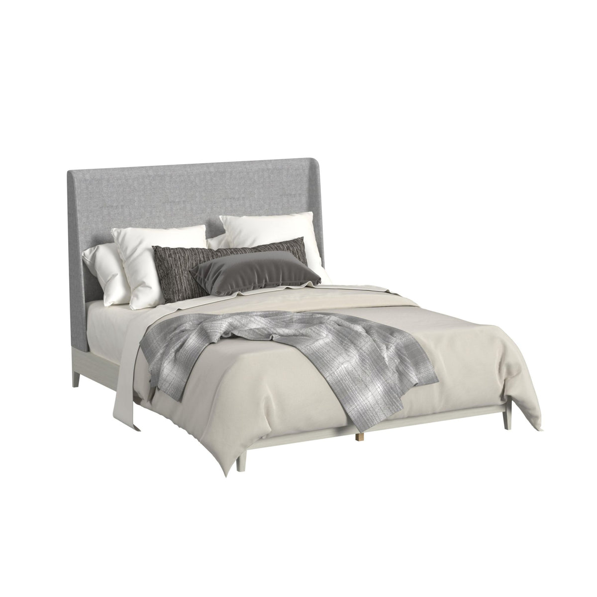 Westland King UPH Bed with Grey Fabric in Almond