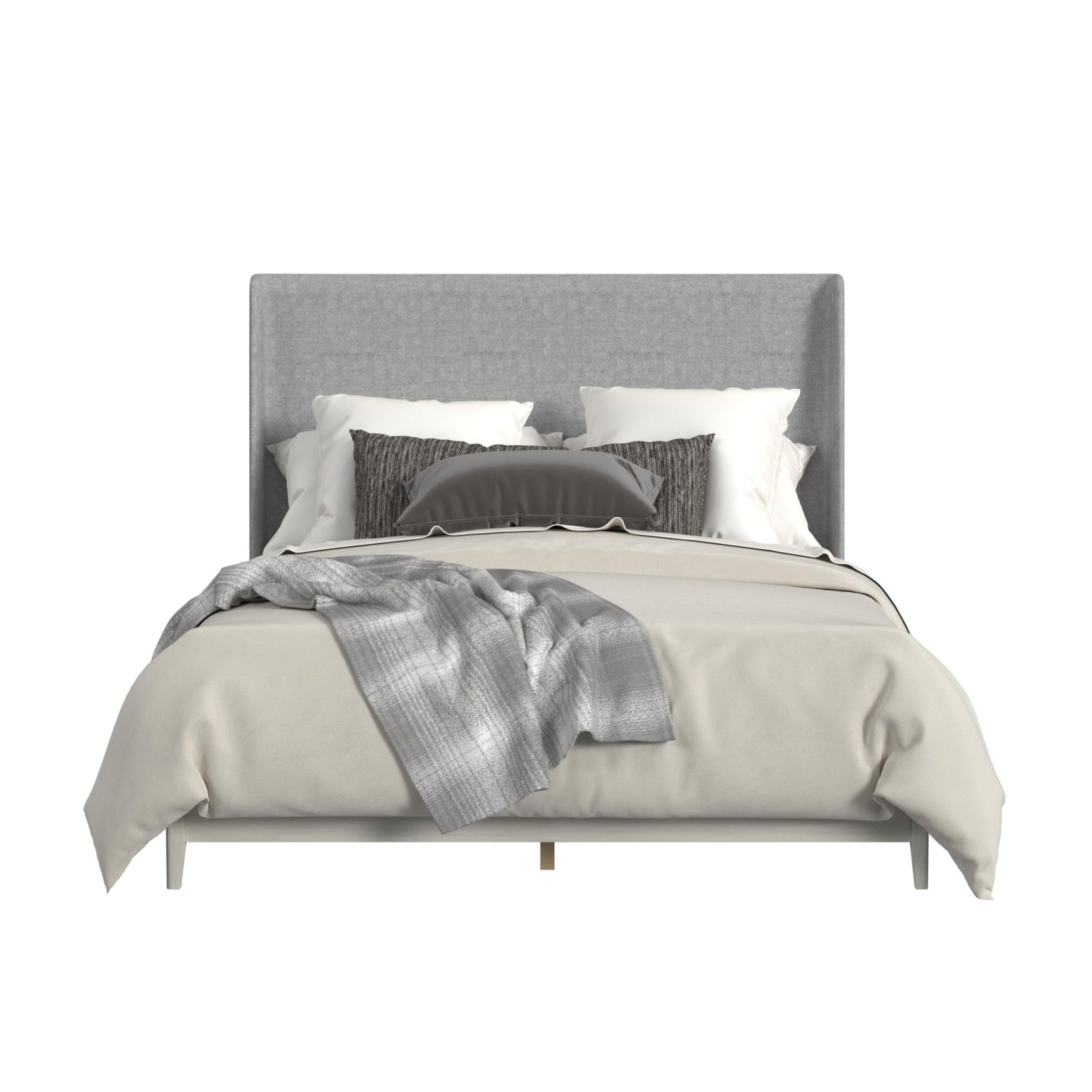 Westland King UPH Bed with Grey Fabric in Almond - Tampa Furniture Outlet