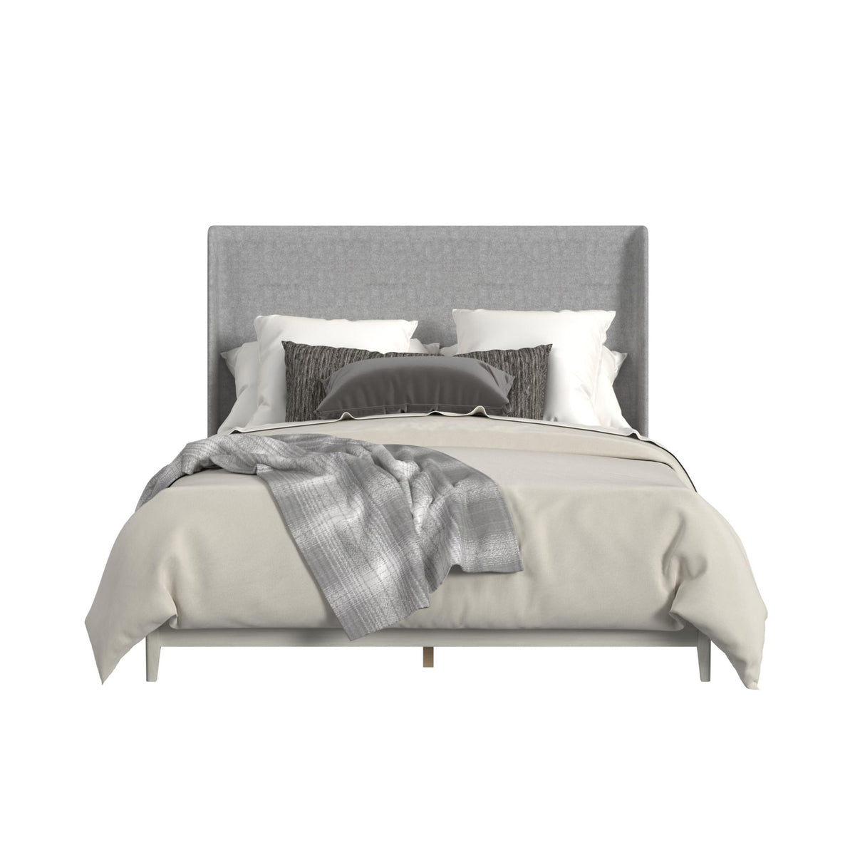 Westland King UPH Bed with Grey Fabric in Almond