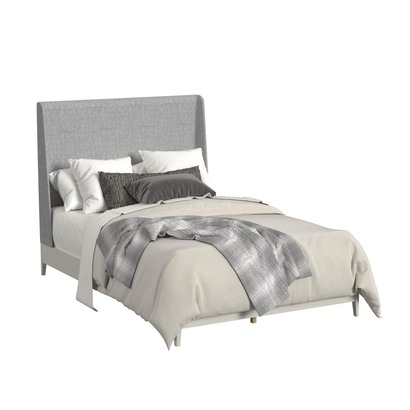 Westland Queen UPH Bed with Grey Fabric in Almond - Tampa Furniture Outlet