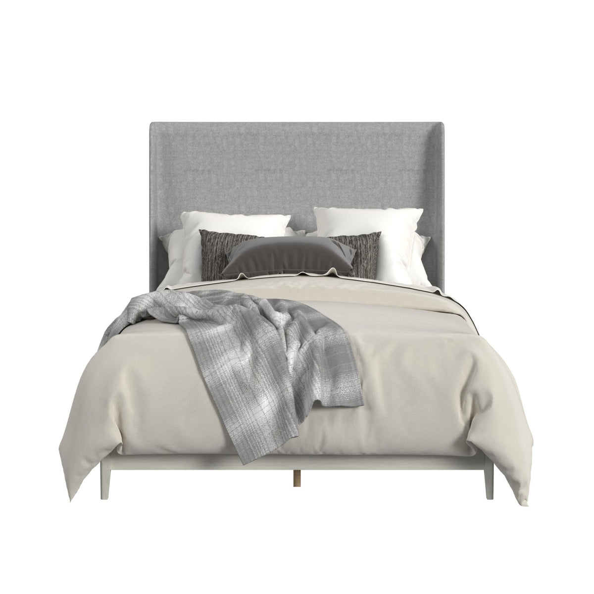 Westland Queen UPH Bed with Grey Fabric in Almond