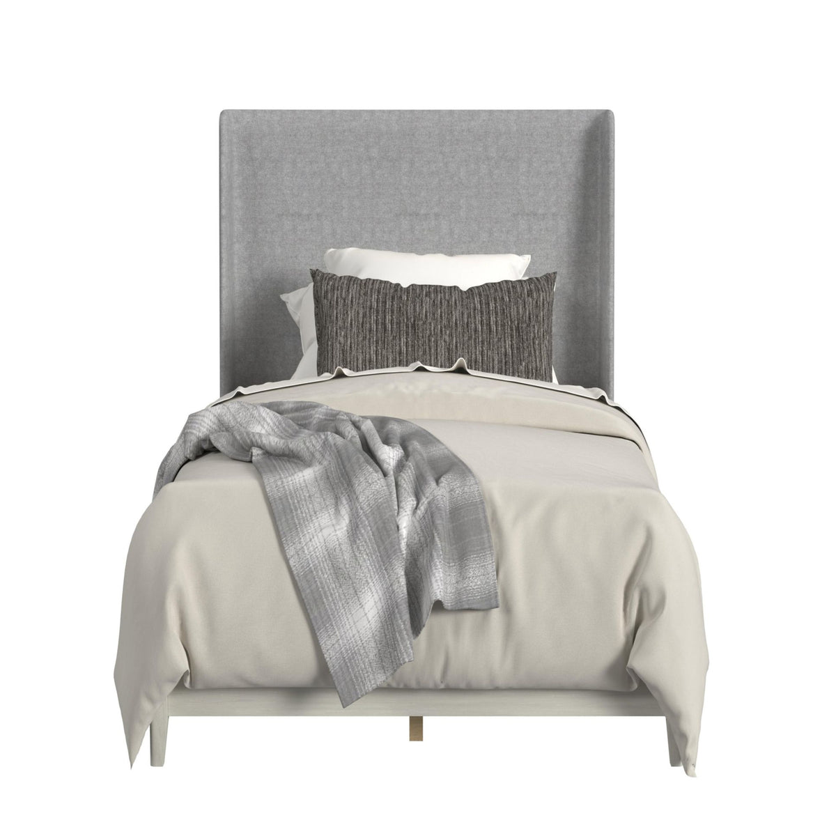Westland Twin UPH Bed with Grey Fabric in Almond