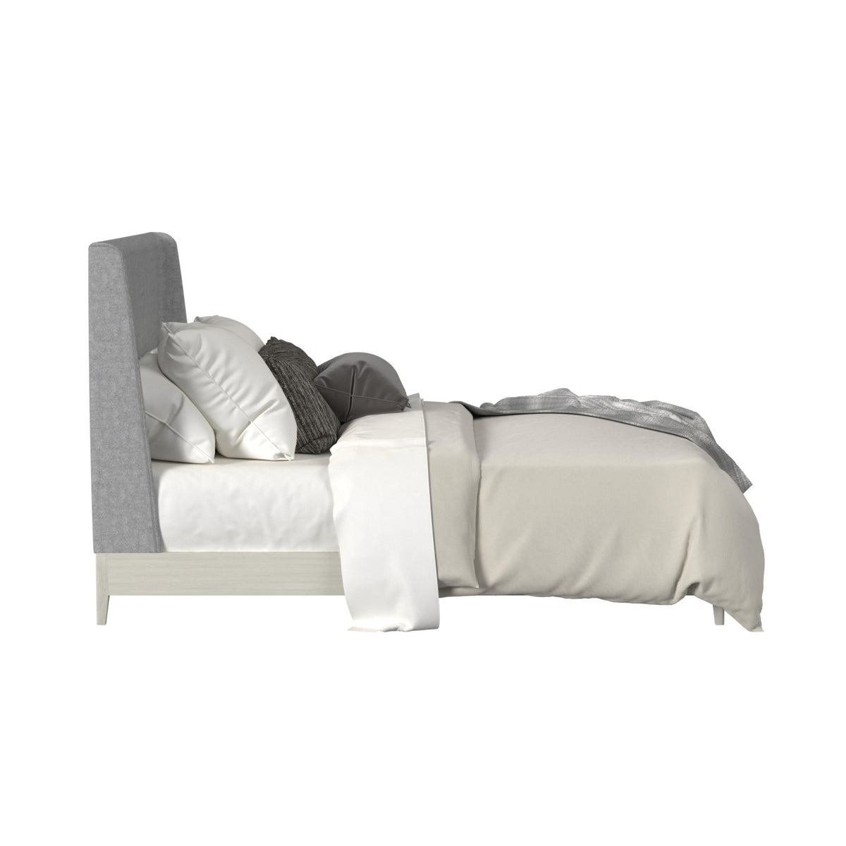 Westland King UPH Bed with Grey Fabric in Almond