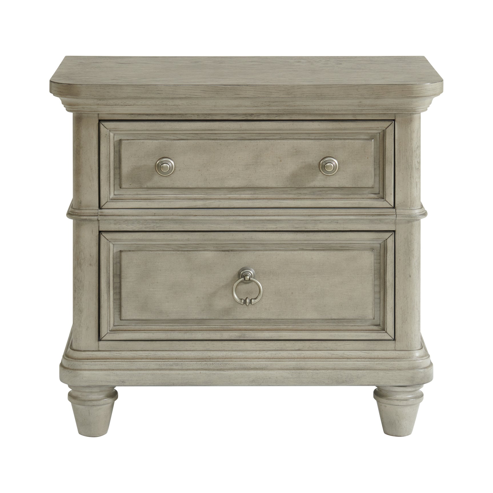 Whit-Ash 2-Drawer Nightstand with USB in Light Grey