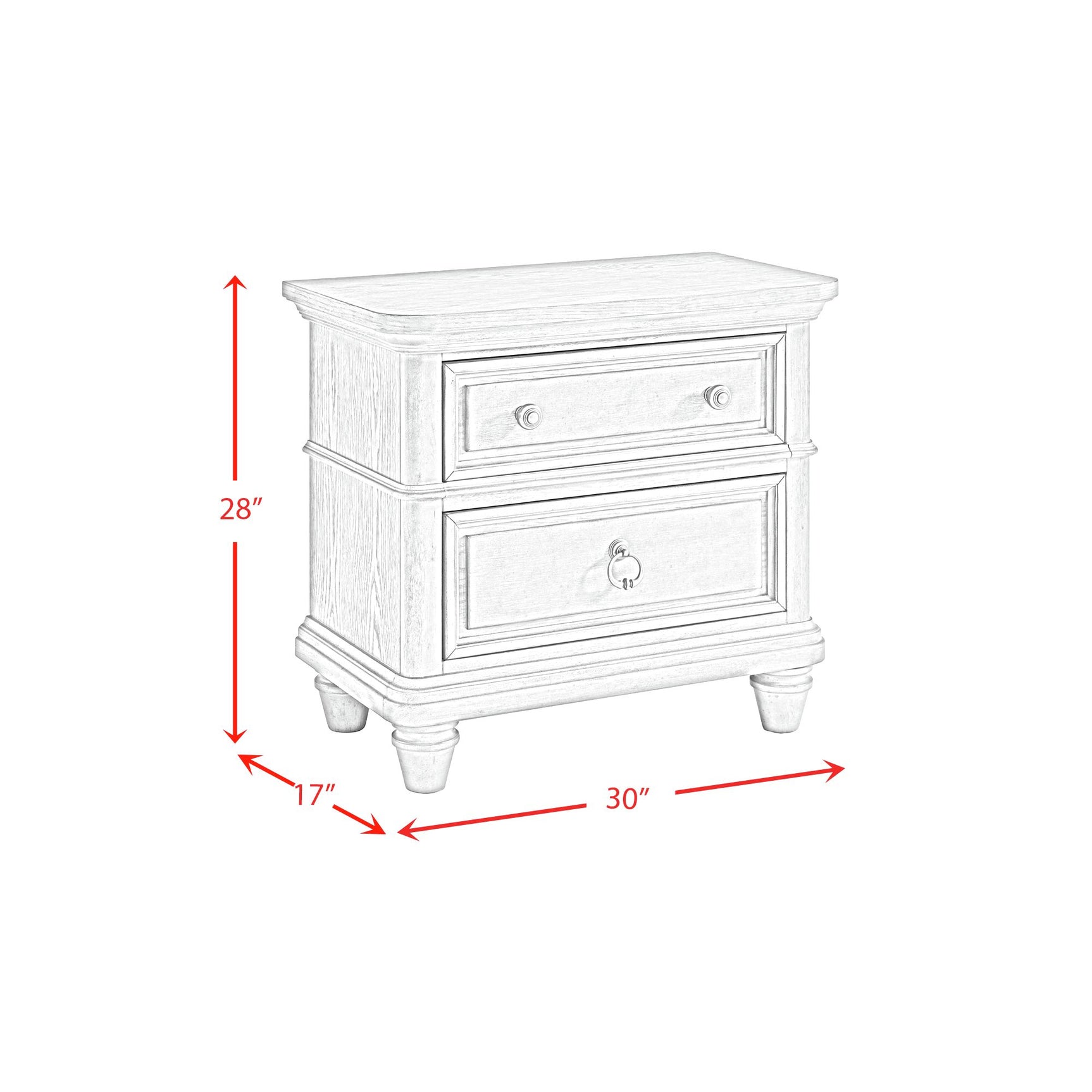 Whit-Ash 2-Drawer Nightstand with USB in Light Grey - Tampa Furniture Outlet