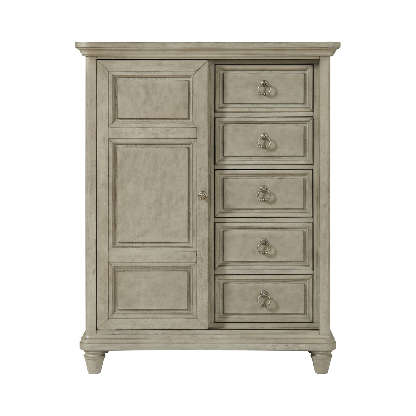 Whit-Ash 5-Drawer Door Chest in Light Grey