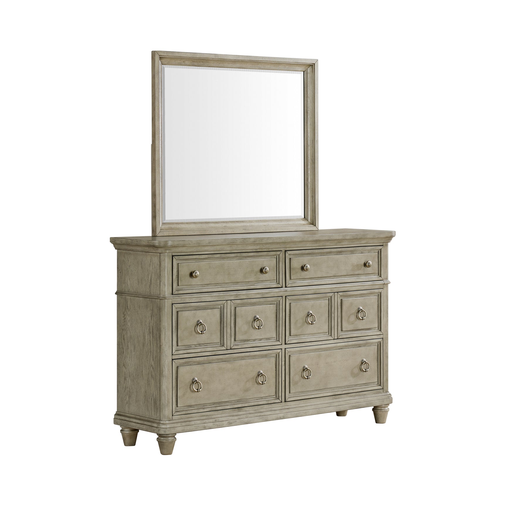 Whit-Ash Dresser and Mirror Set in Light Grey