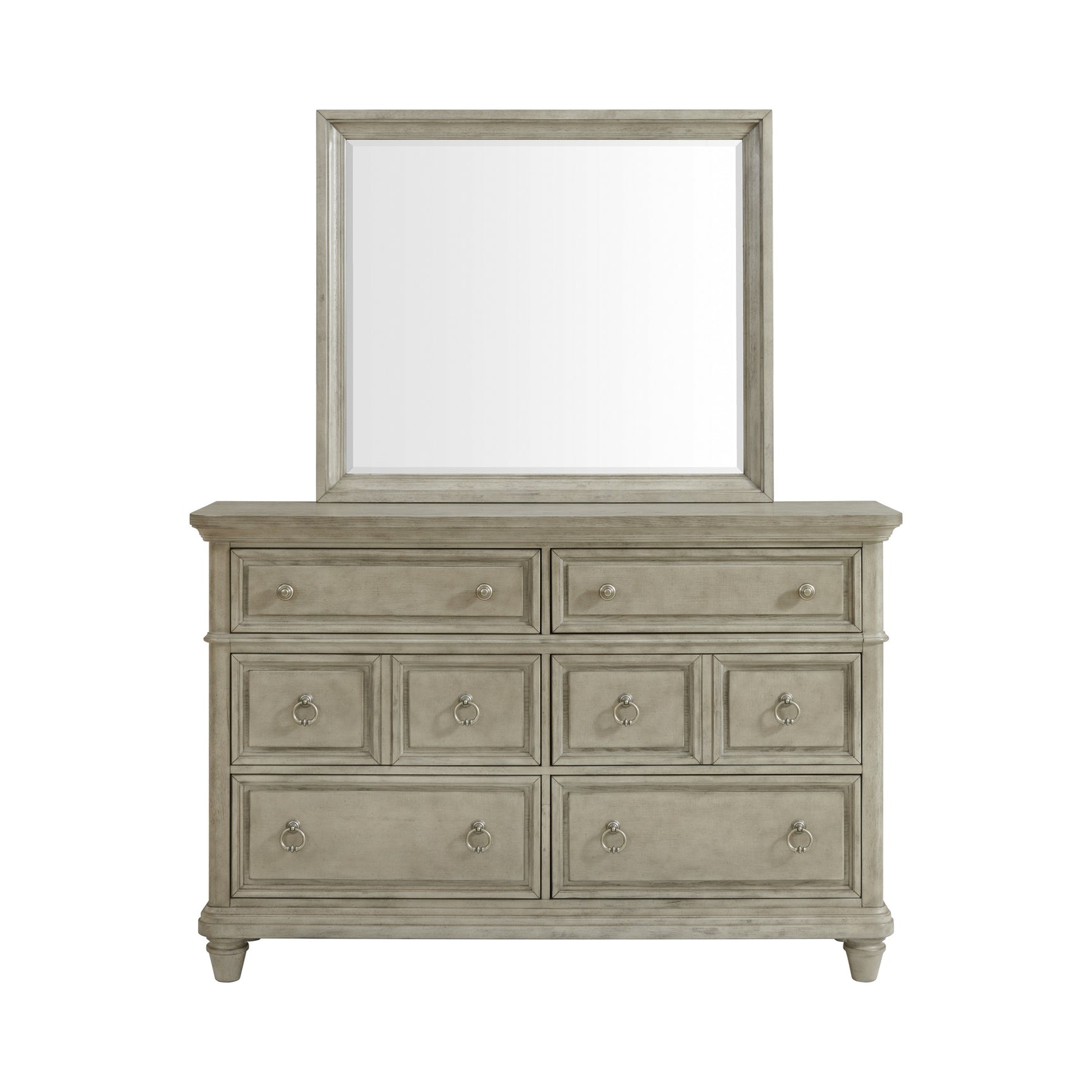 Whit-Ash Dresser and Mirror Set in Light Grey