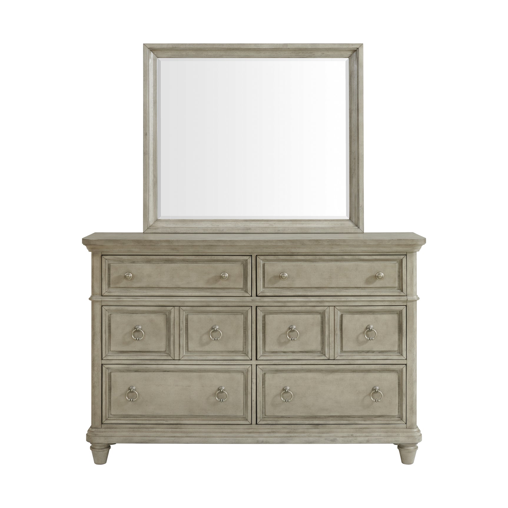 Whit-Ash Dresser and Mirror Set in Light Grey - Tampa Furniture Outlet
