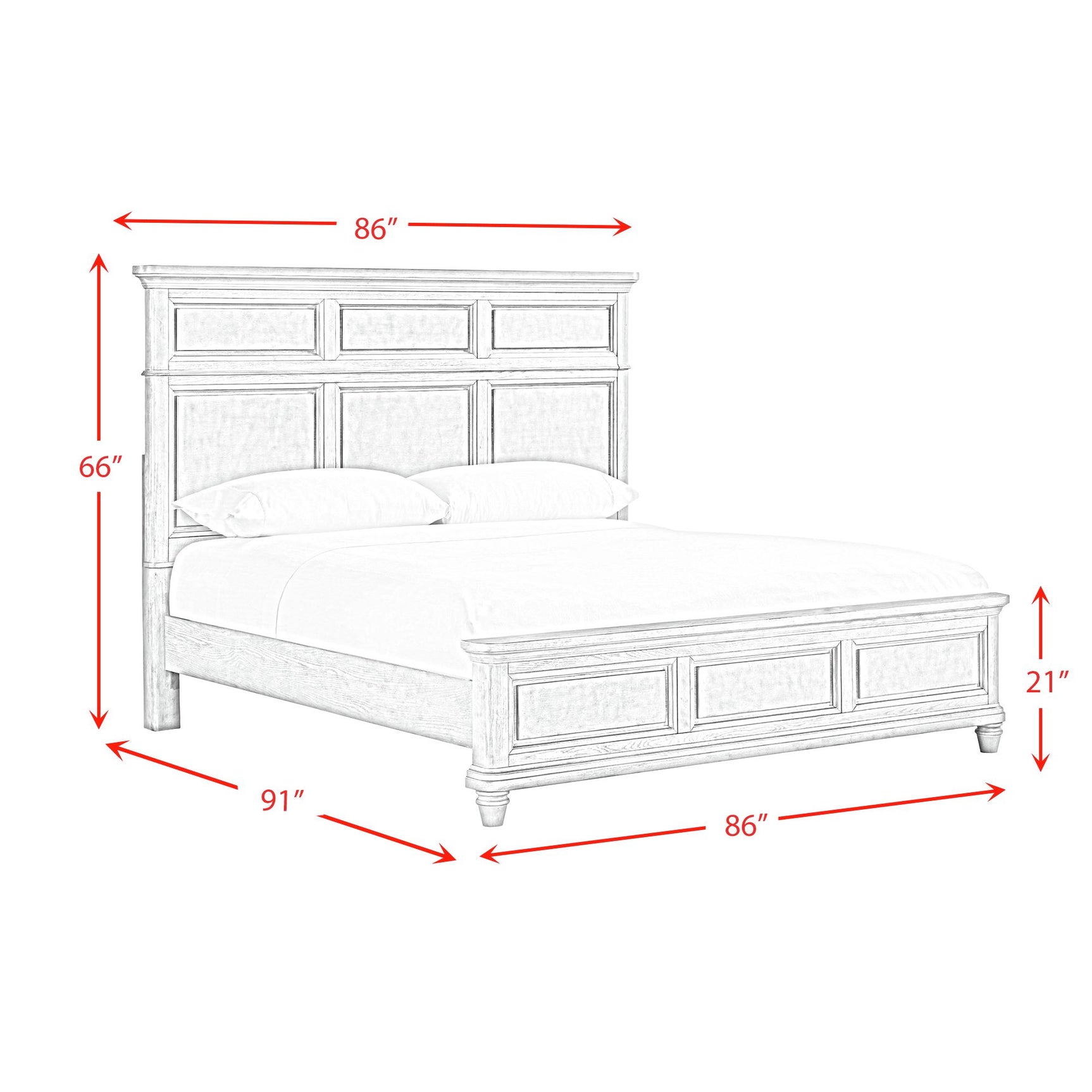 Whit-Ash King Panel Bed in Light Grey - Tampa Furniture Outlet
