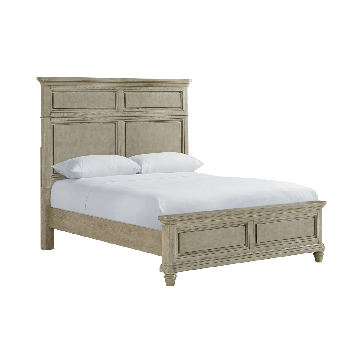 Whit-Ash Queen Panel Bed in Light Grey
