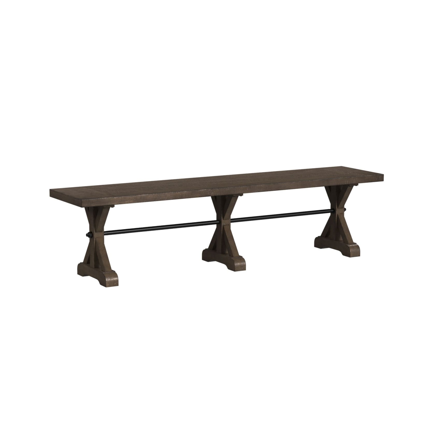 Yellowstone Dining Bench with Metal Bar cross in Medium Brown - Tampa Furniture Outlet