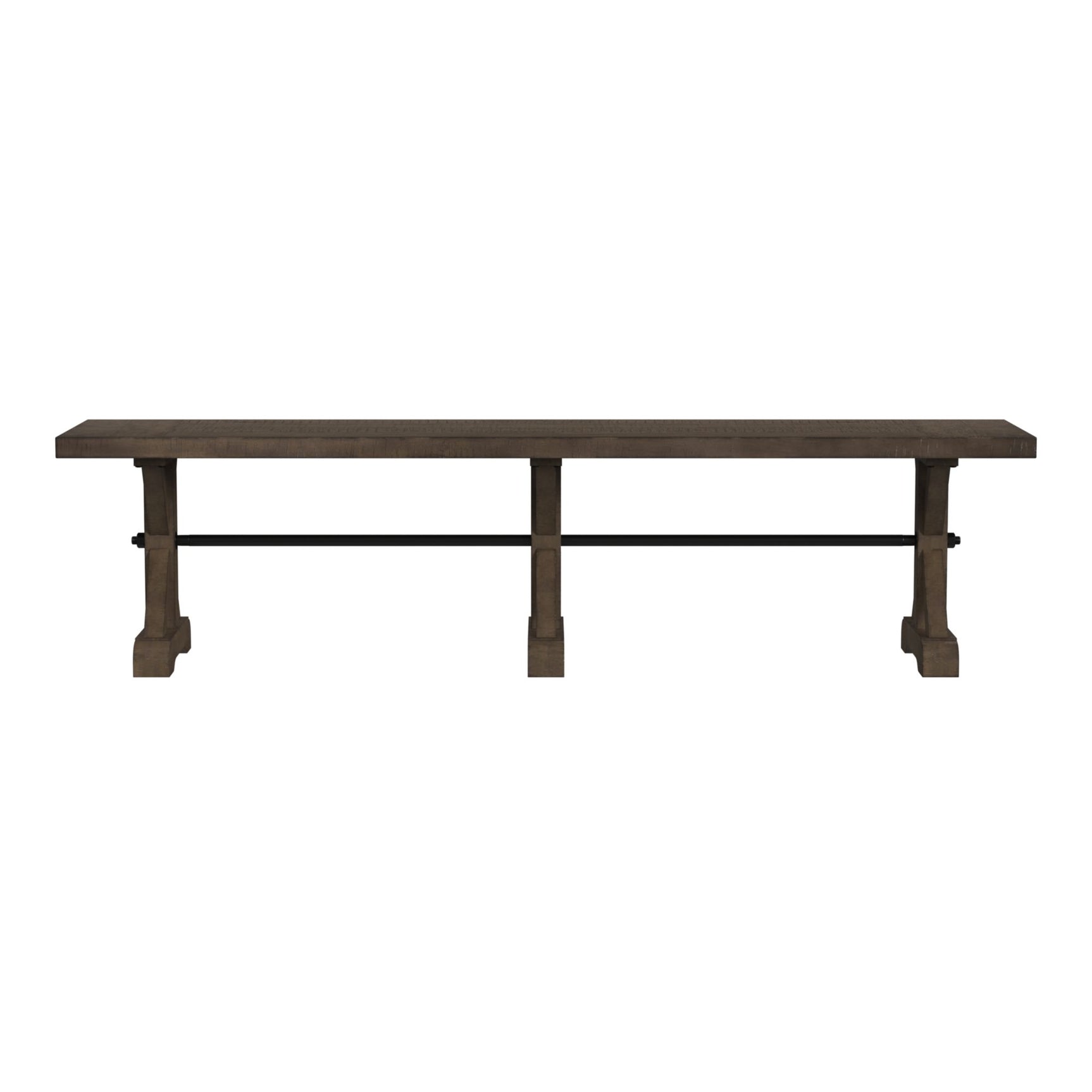 Yellowstone Dining Bench with Metal Bar cross in Medium Brown - Tampa Furniture Outlet