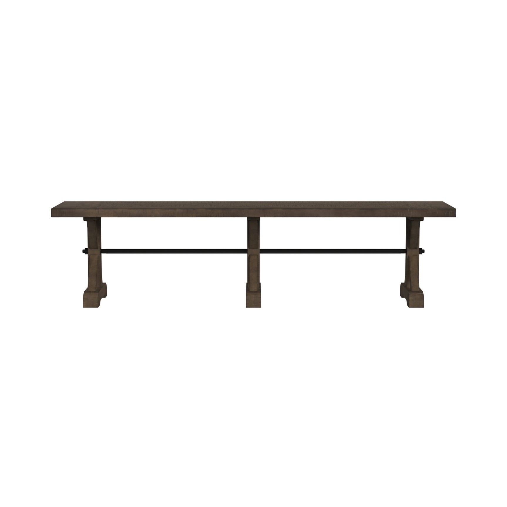 Yellowstone Dining Bench with Metal Bar cross in Medium Brown