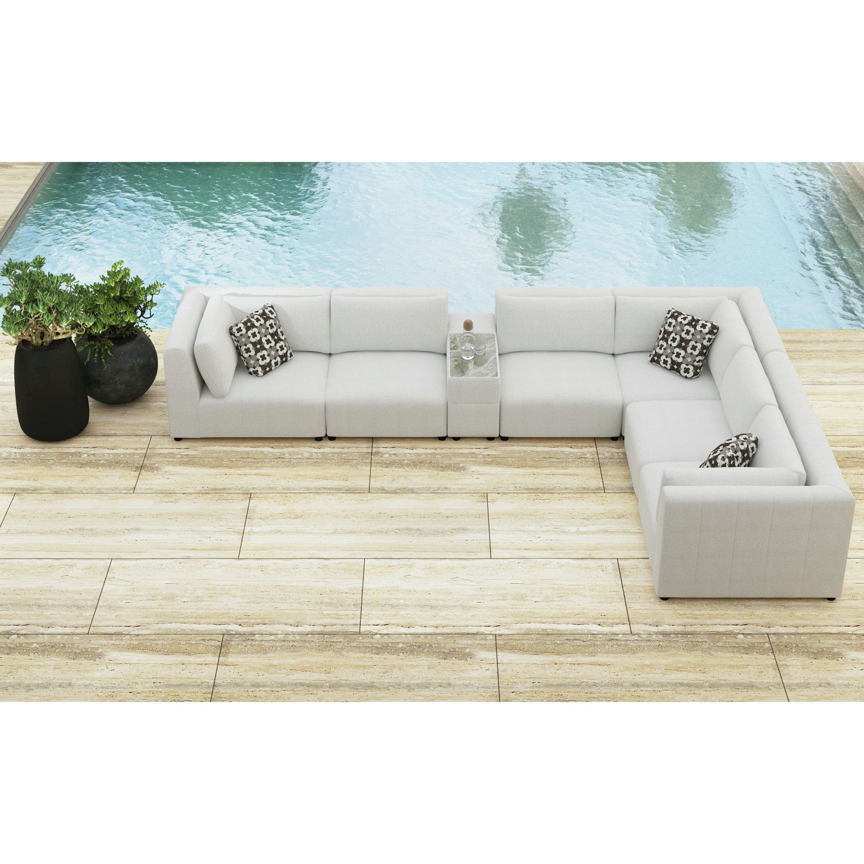 Zandara Modular Console with Speaker and Cooler - Olefin Beige - Tampa Furniture Outlet