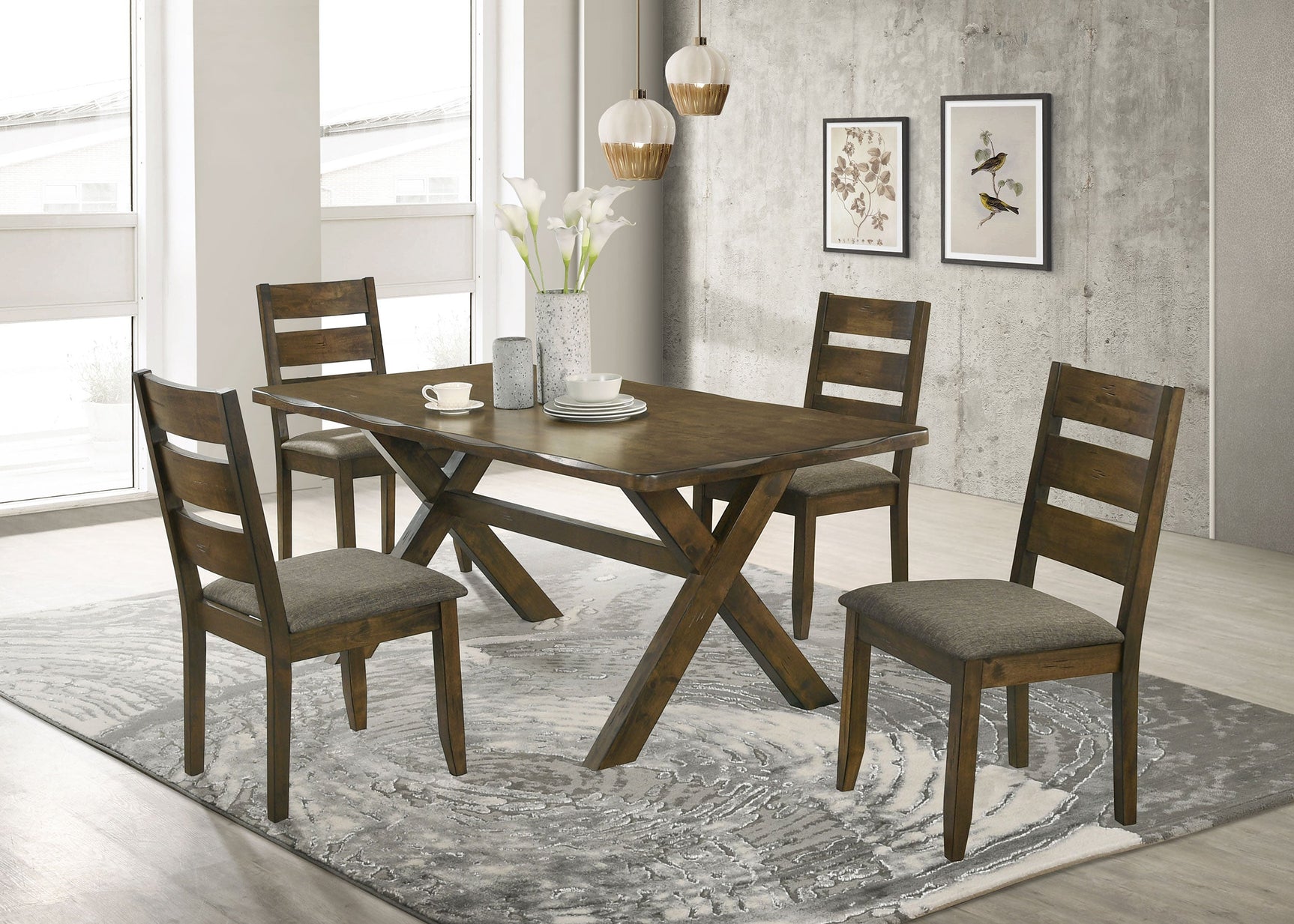 Alston 5-piece Rectangular Dining Table Set Knotty Nutmeg - Tampa Furniture Outlet