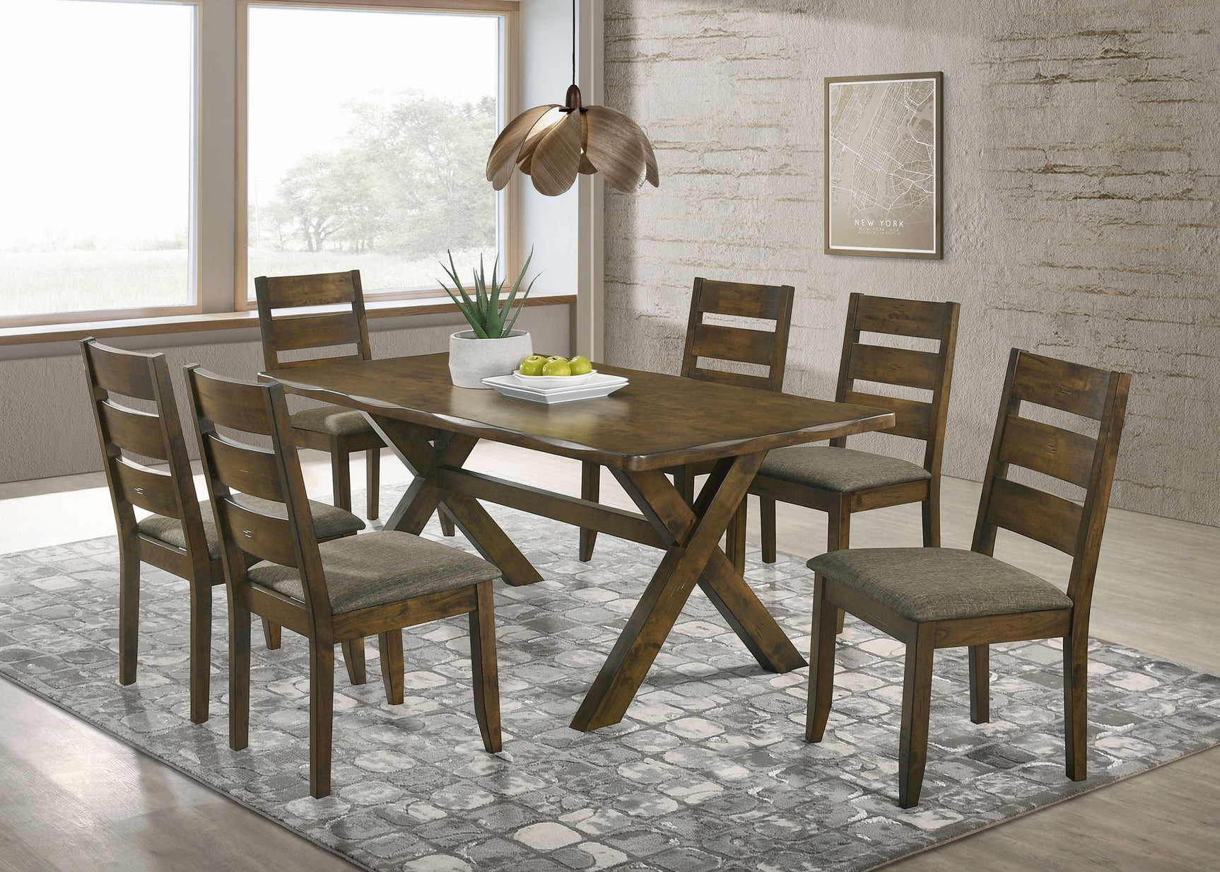 Alston 7-piece Rectangular Dining Table Set Knotty Nutmeg - Tampa Furniture Outlet