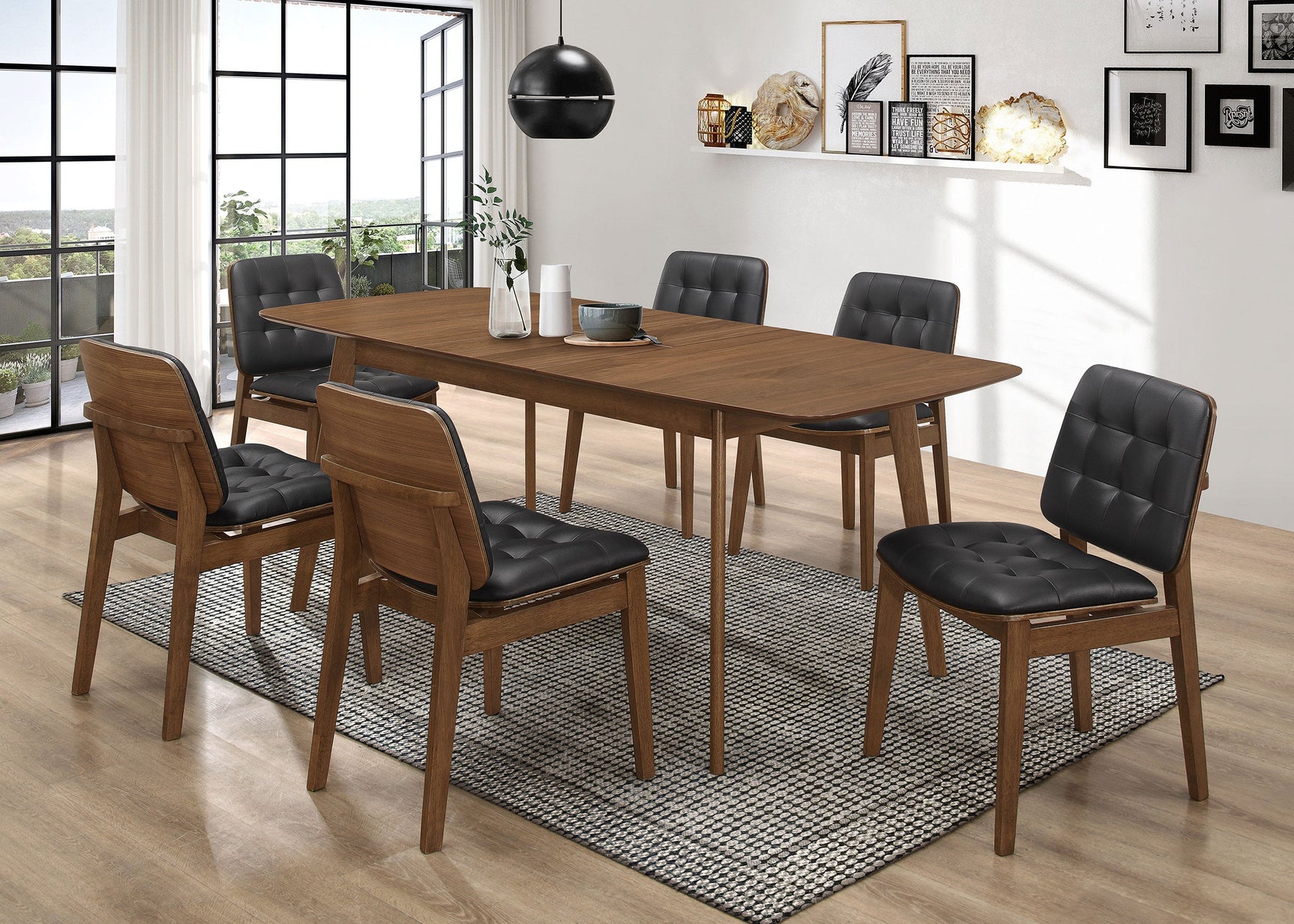 Redbridge Rectangular 7-piece Dining Set Natural Walnut - Tampa Furniture Outlet