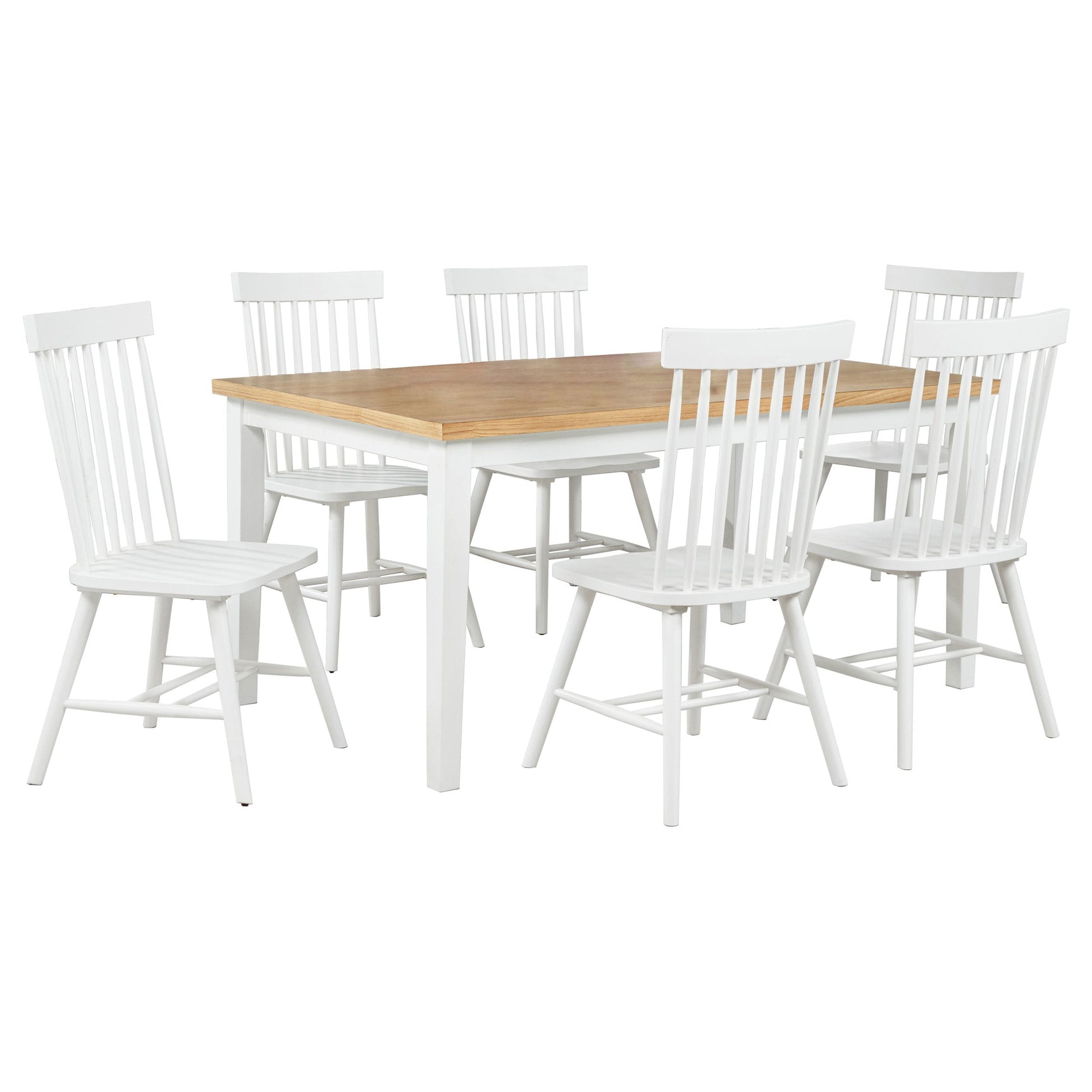 Andrews 7-piece Rectangular Dining Set Light Ash and White - Tampa Furniture Outlet