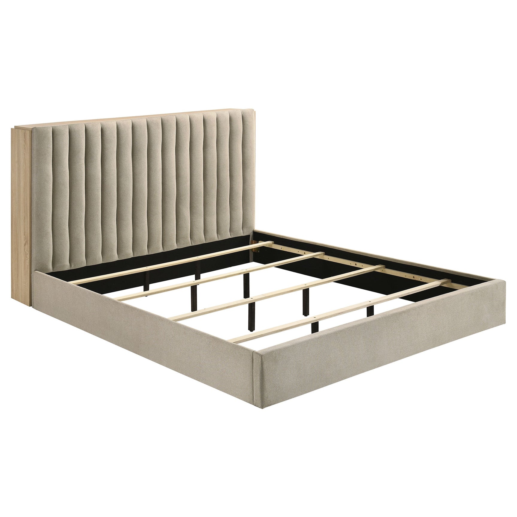 Arielle Eastern King Bookcase Panel Storage Bed Light Oak - Tampa Furniture Outlet