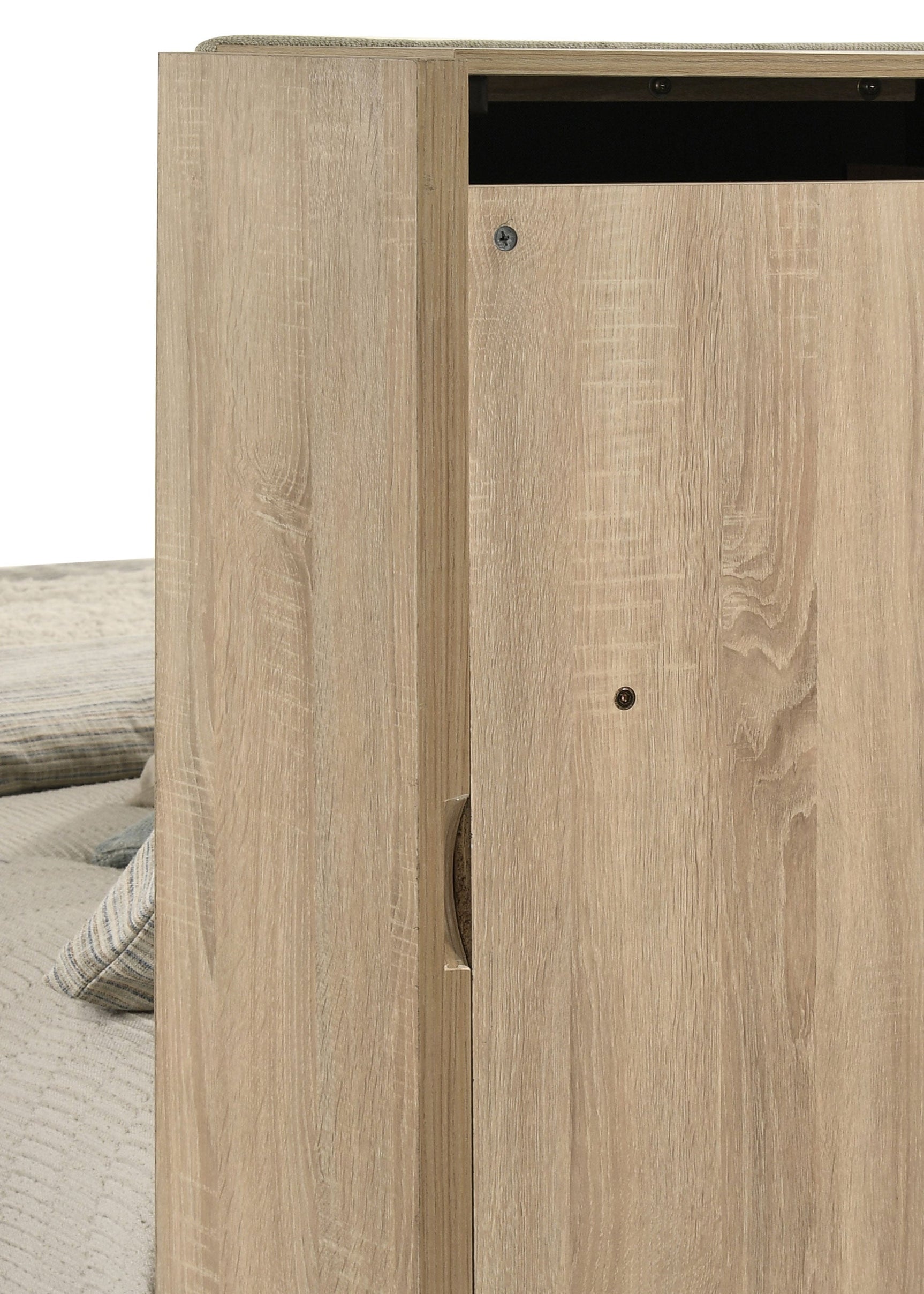 Arielle Eastern King Bookcase Panel Storage Bed Light Oak - Tampa Furniture Outlet