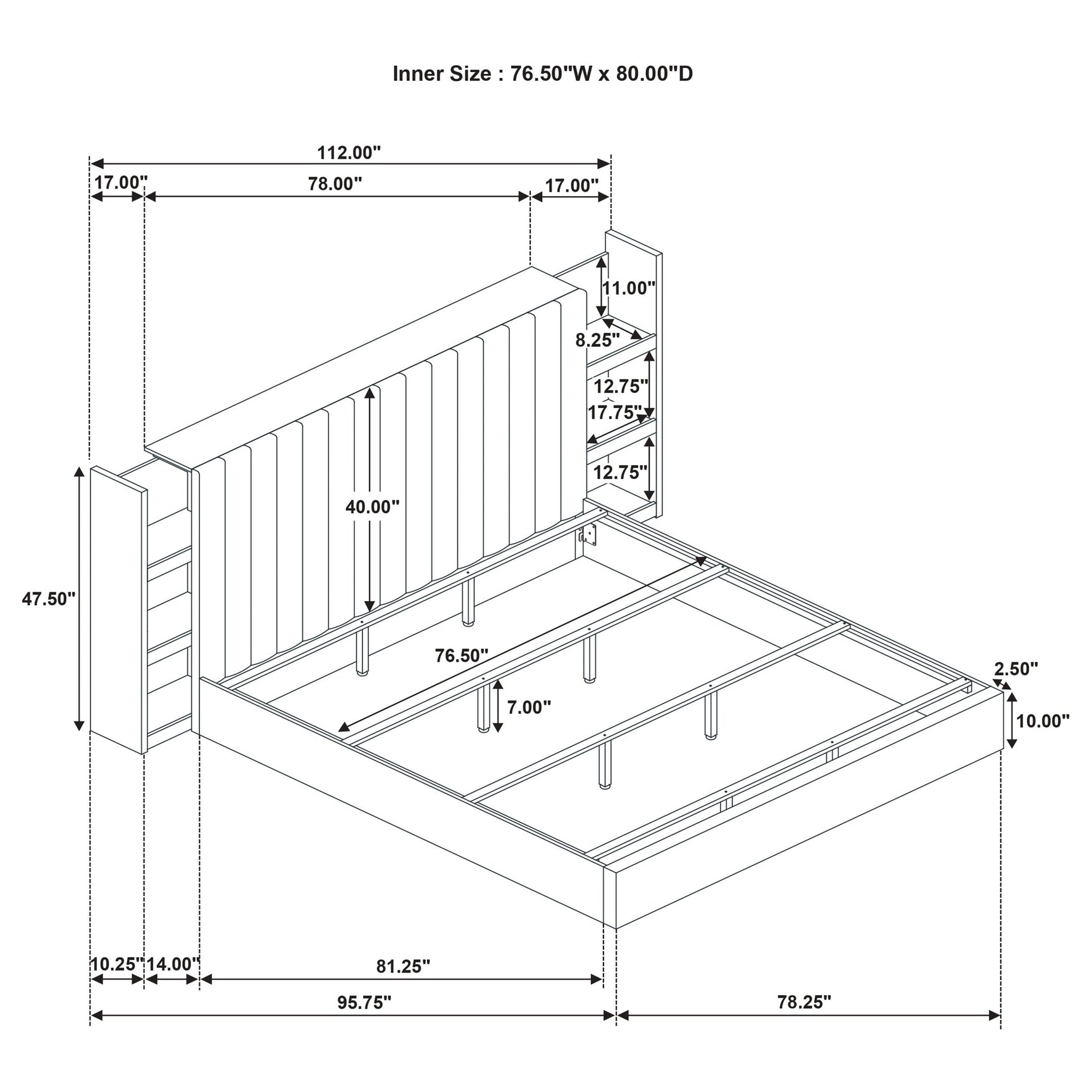 Arielle Eastern King Bookcase Panel Storage Bed Light Oak - Tampa Furniture Outlet