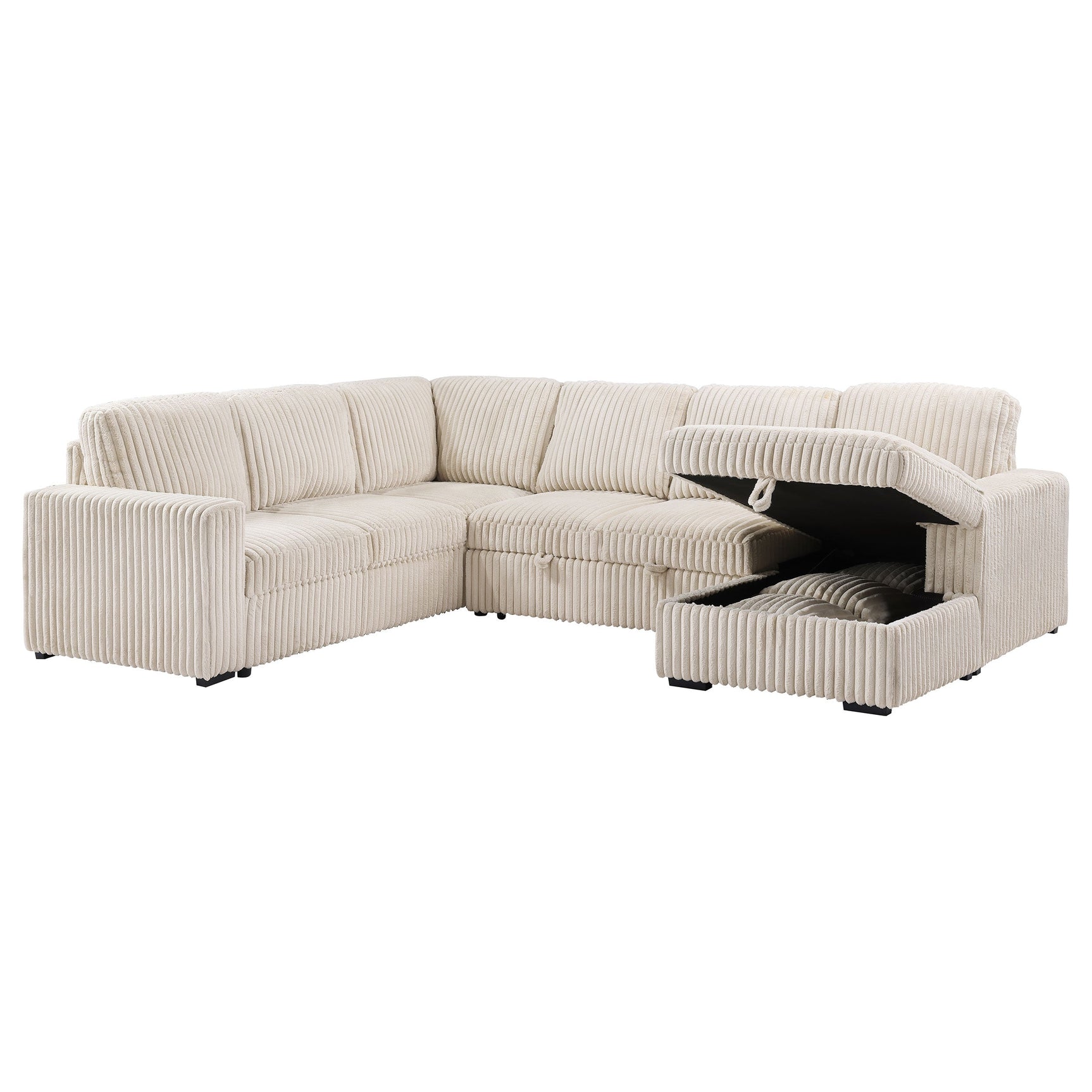 Devonshire Sleeper Sectional Sofa Storage Chaise Camel - Tampa Furniture Outlet
