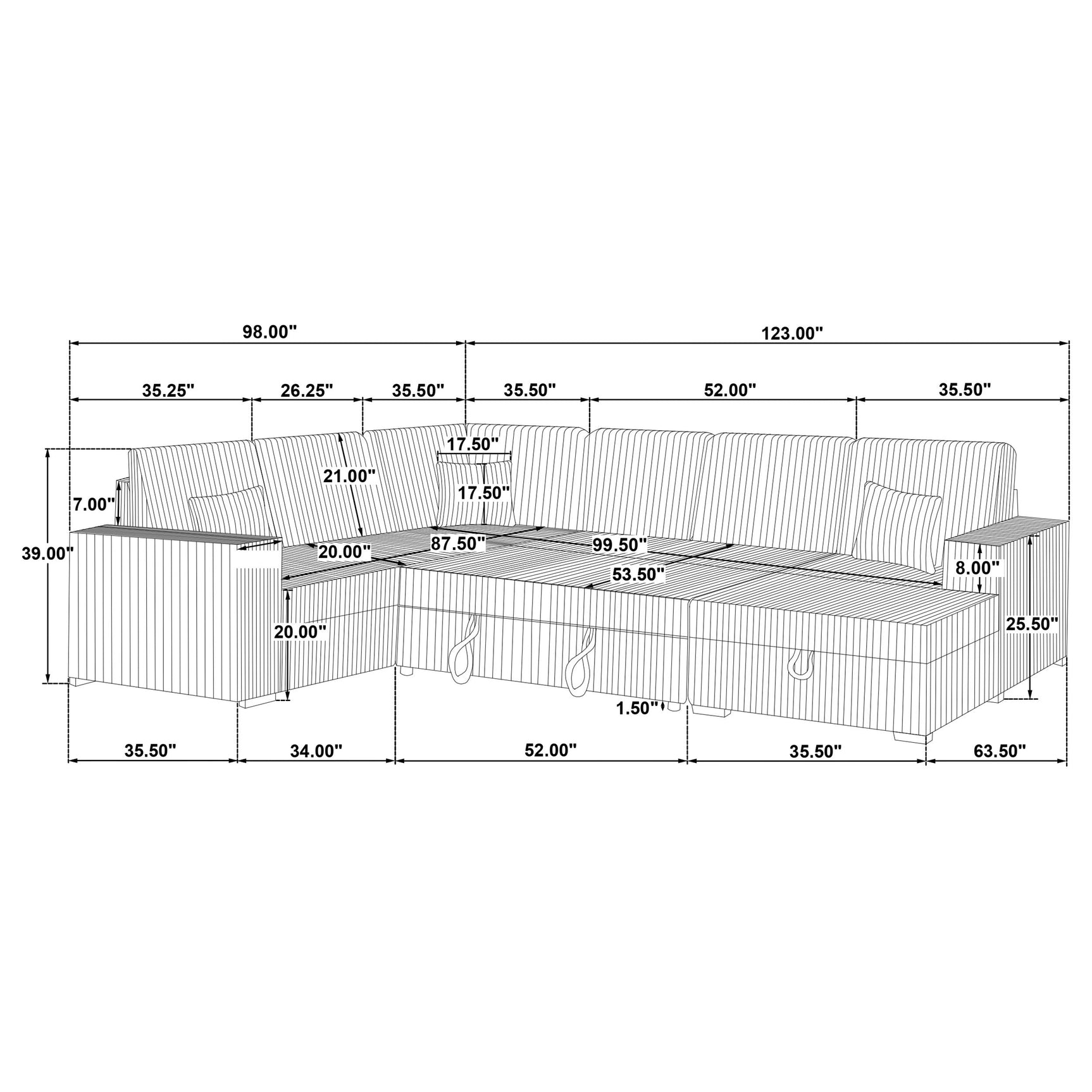 Devonshire Sleeper Sectional Sofa Storage Chaise Camel - Tampa Furniture Outlet