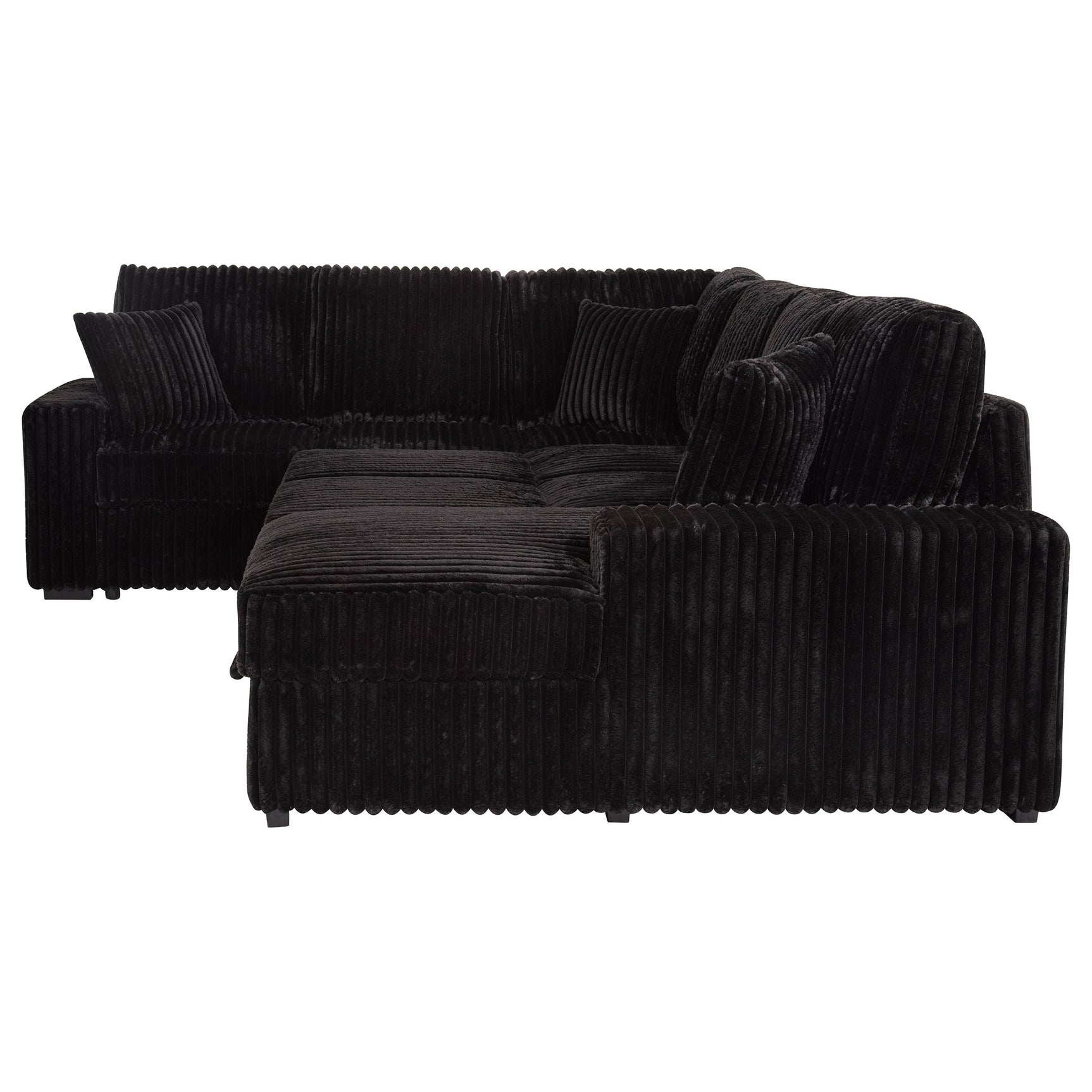 Devonshire Sleeper Sectional Sofa Storage Chaise Black - Tampa Furniture Outlet