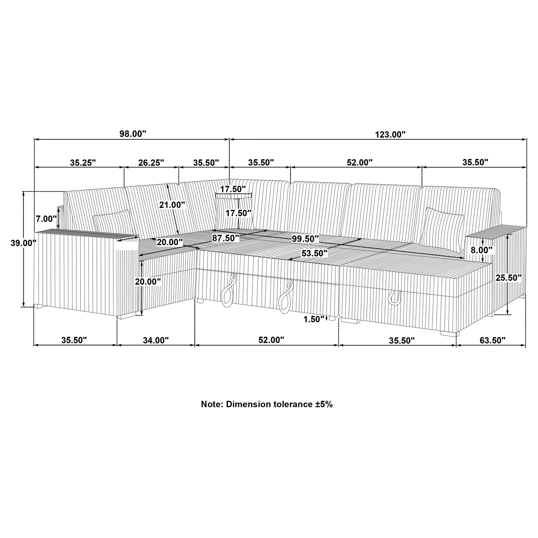 Devonshire Sleeper Sectional Sofa Storage Chaise Black - Tampa Furniture Outlet