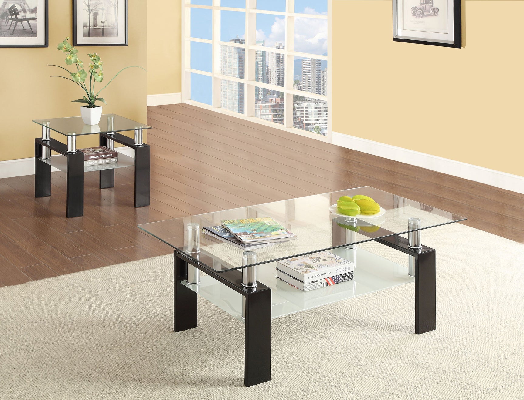 Dyer 2-piece Rectangular Coffee and End Table Set Black - Tampa Furniture Outlet