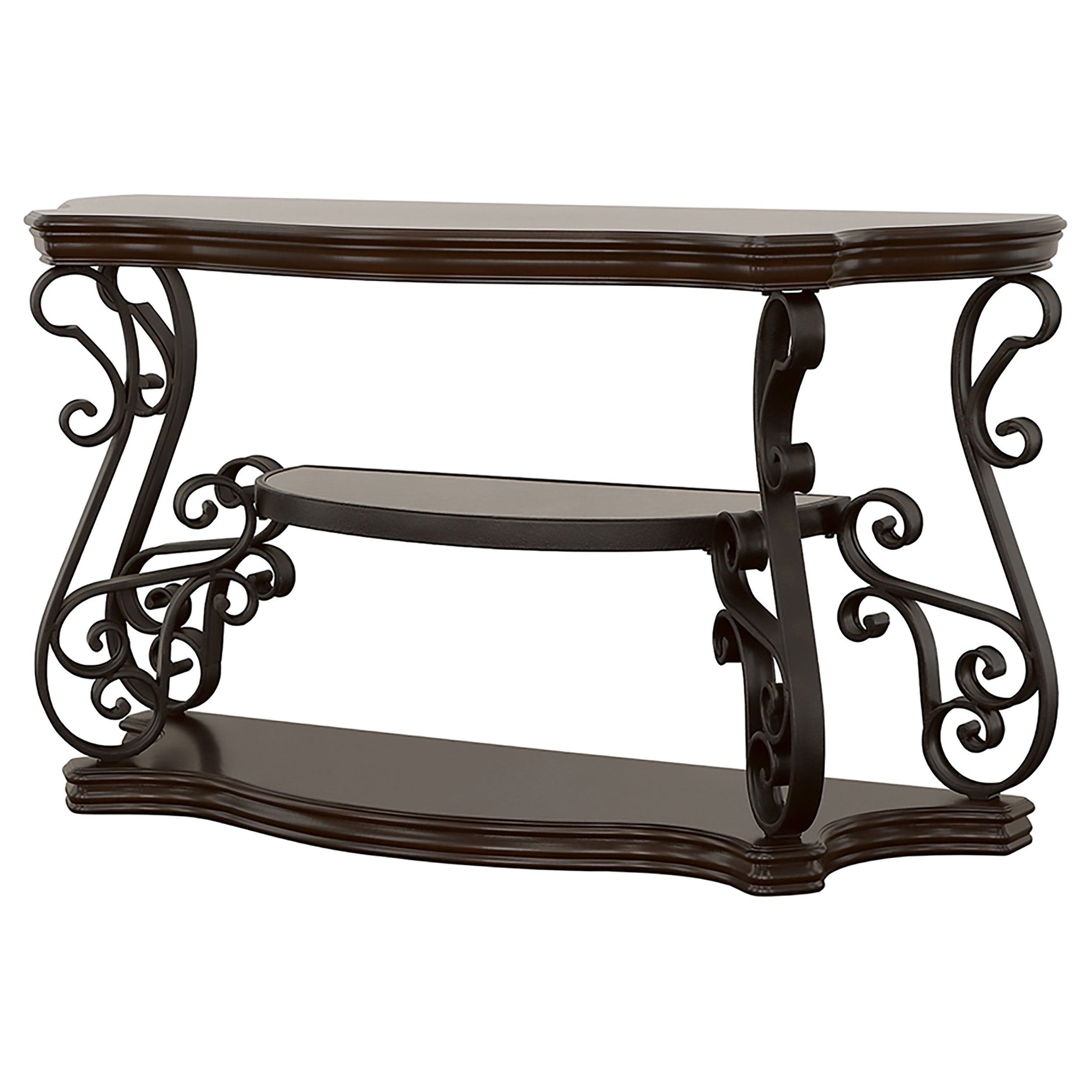 Laney Scrollwork Entryway Sofa Console Table Deep Merlot - Tampa Furniture Outlet