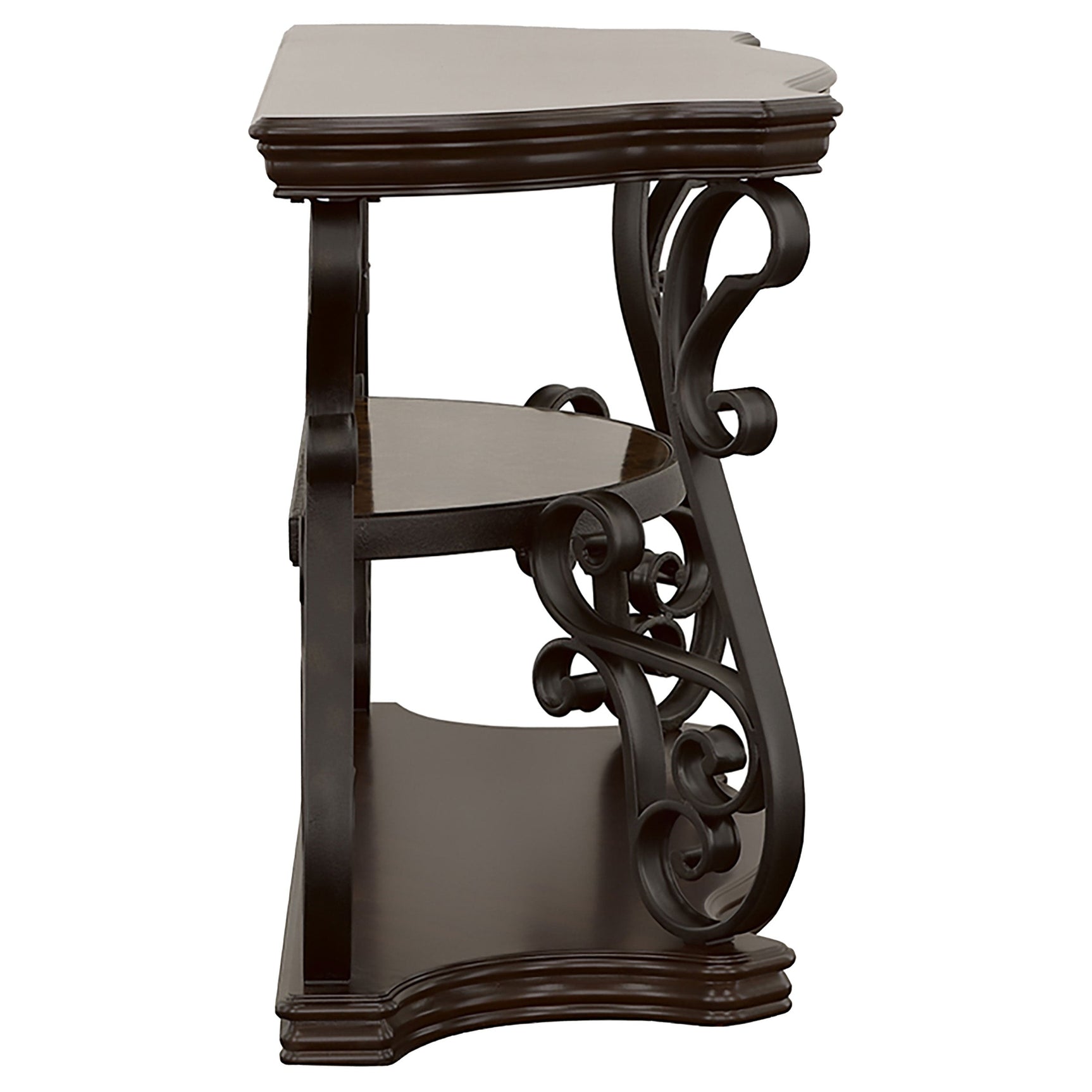 Laney Scrollwork Entryway Sofa Console Table Deep Merlot - Tampa Furniture Outlet