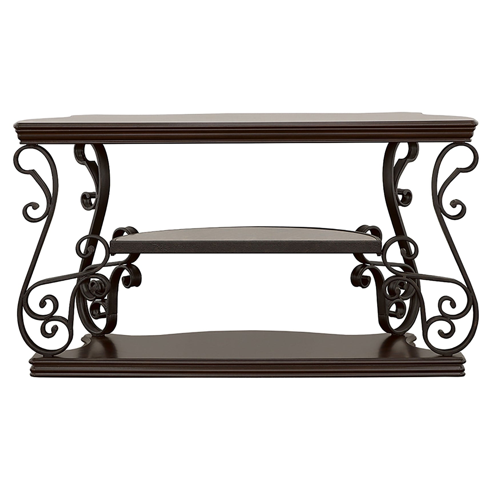 Laney Scrollwork Entryway Sofa Console Table Deep Merlot - Tampa Furniture Outlet