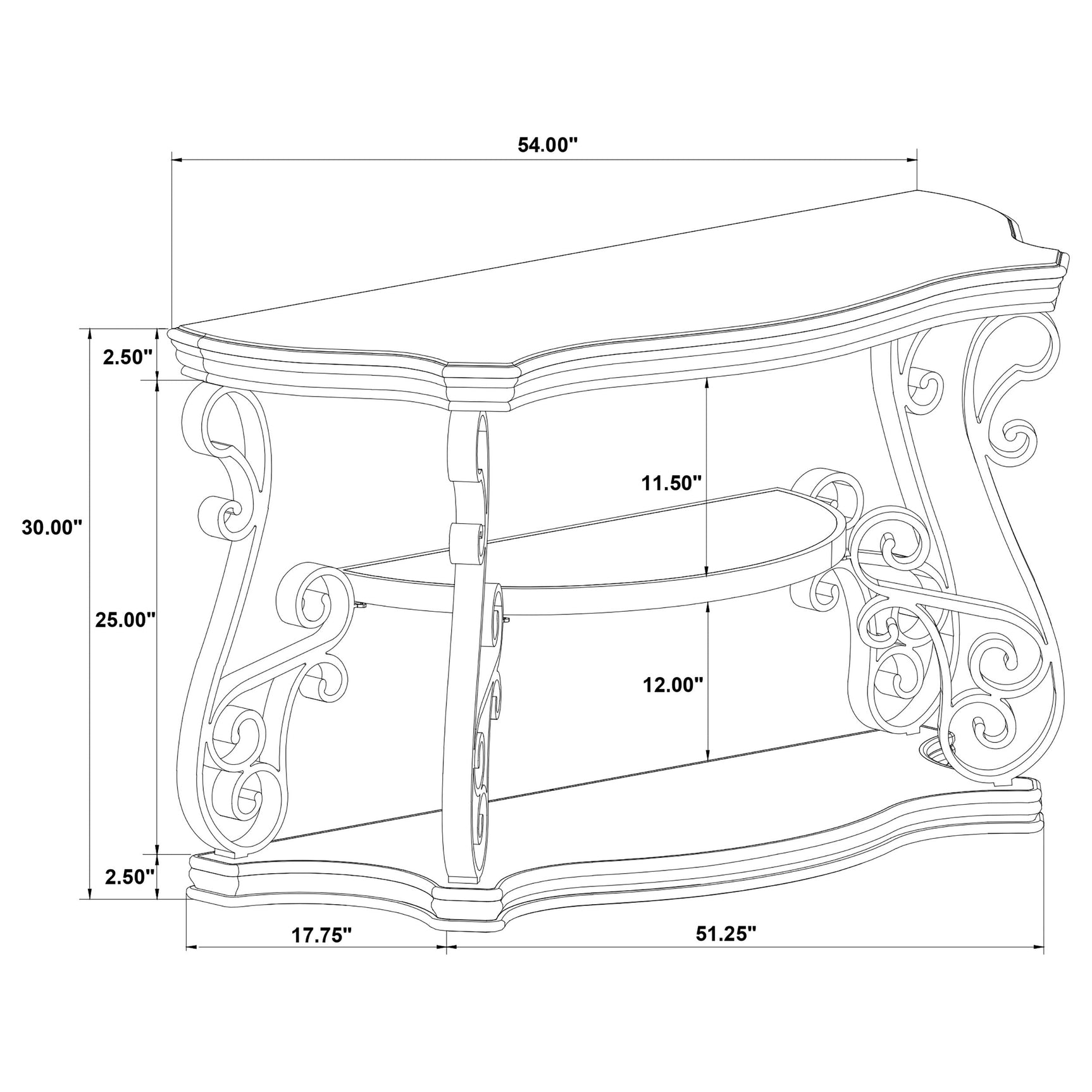 Laney Scrollwork Entryway Sofa Console Table Deep Merlot - Tampa Furniture Outlet