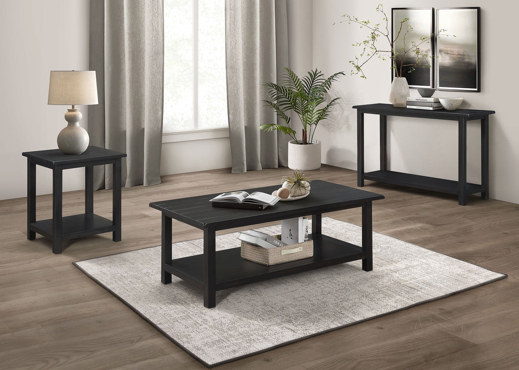 Payne Wood End Table with Shelf Distressed Java - Tampa Furniture Outlet