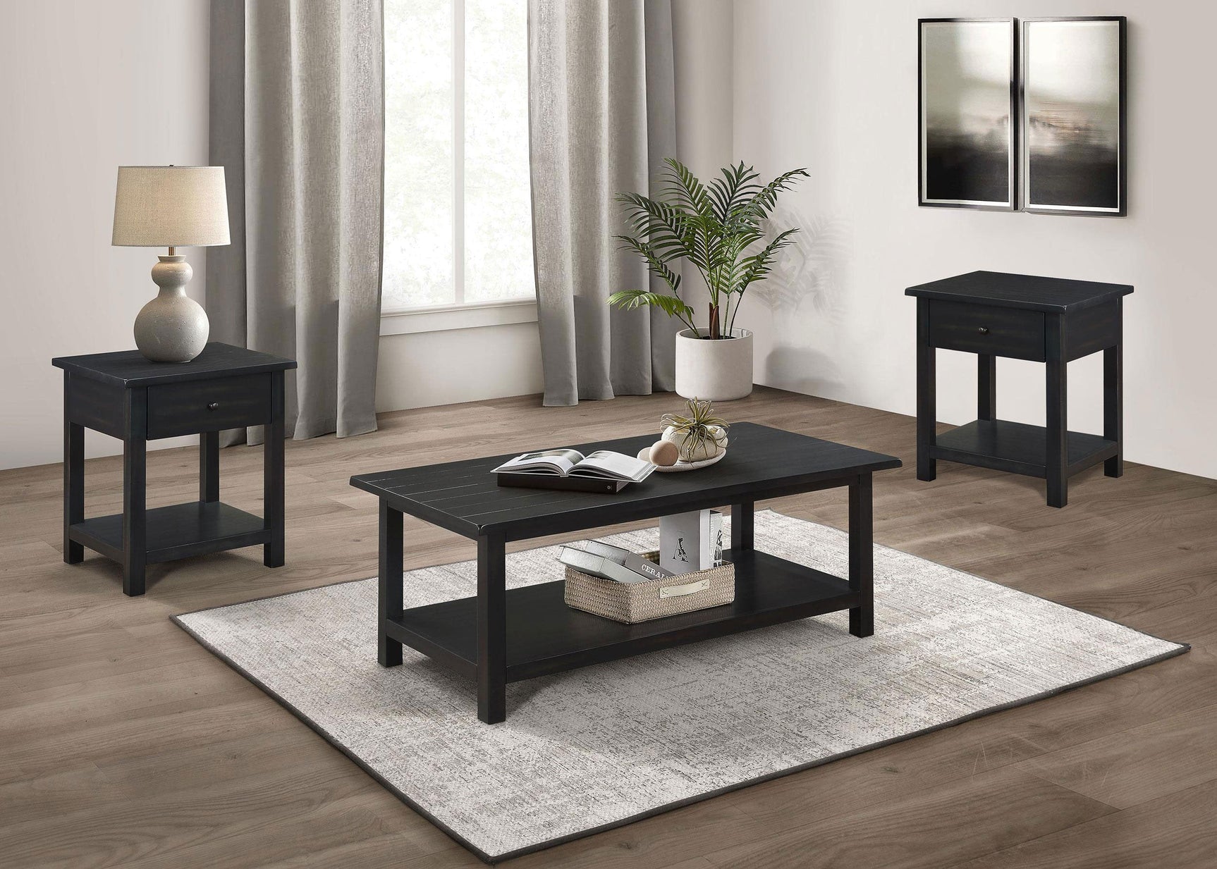 Payne 3-piece Coffee and 1-drawer End Table Set Java - Tampa Furniture Outlet