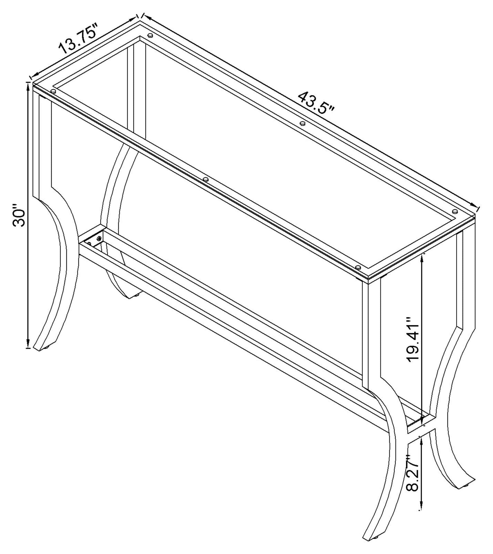 Saide Rectangular Glass Top Entryway Console Table Chrome - Tampa Furniture Outlet