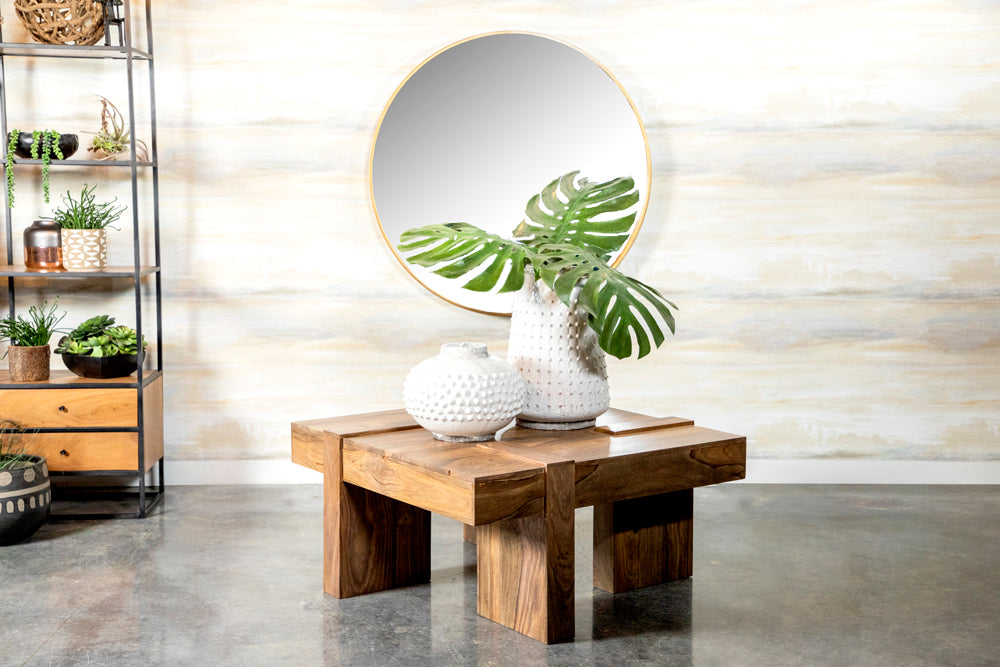 Samira Square Solid Wood Coffee Table Natural Sheesham - Tampa Furniture Outlet