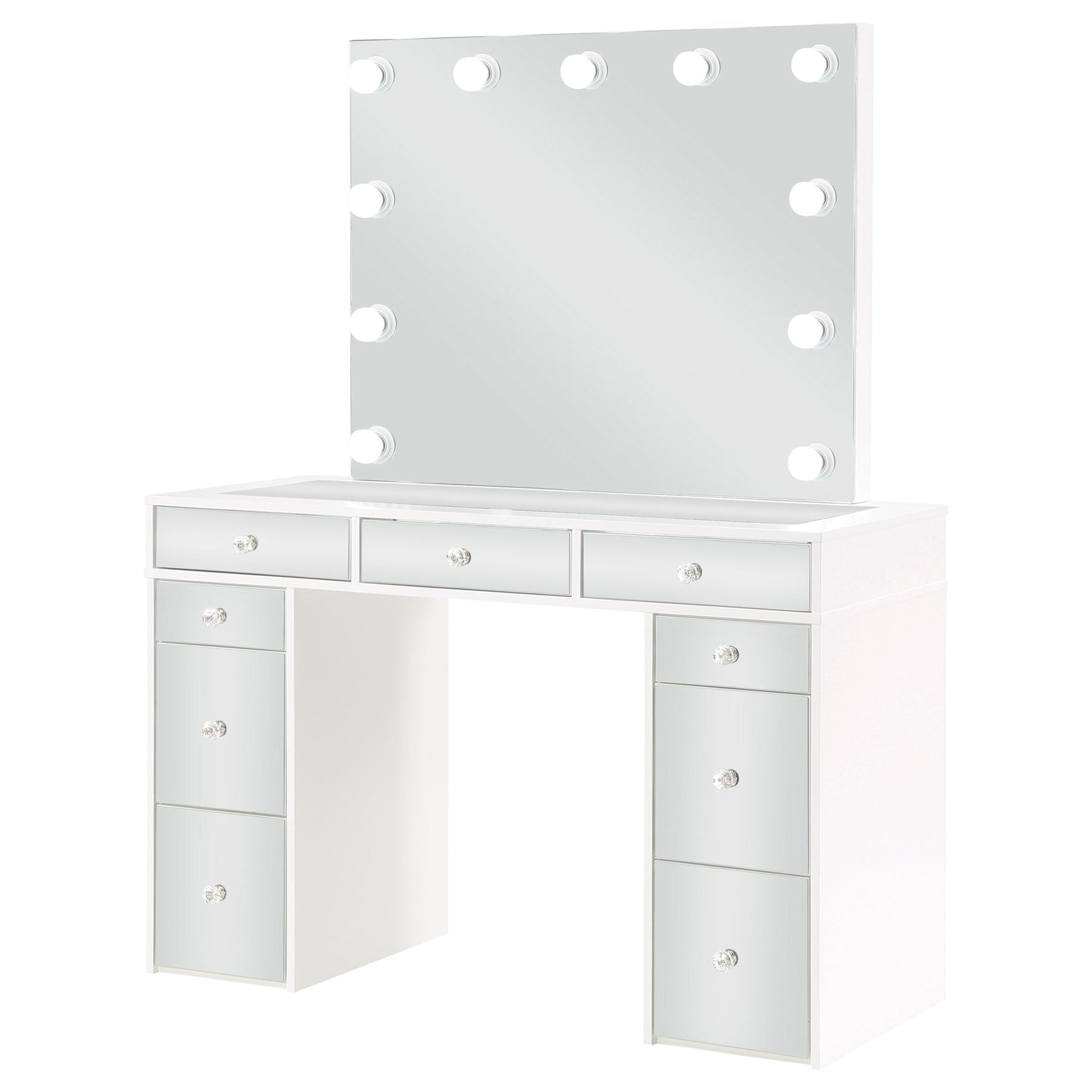 Regina Makeup Vanity Table Set with Lighting White - Tampa Furniture Outlet