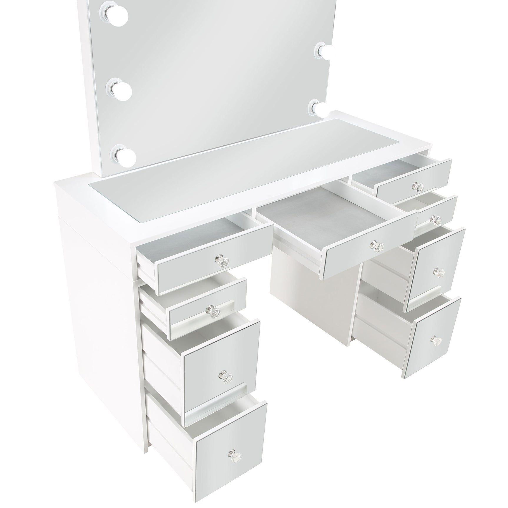 Regina Makeup Vanity Table Set with Lighting White - Tampa Furniture Outlet