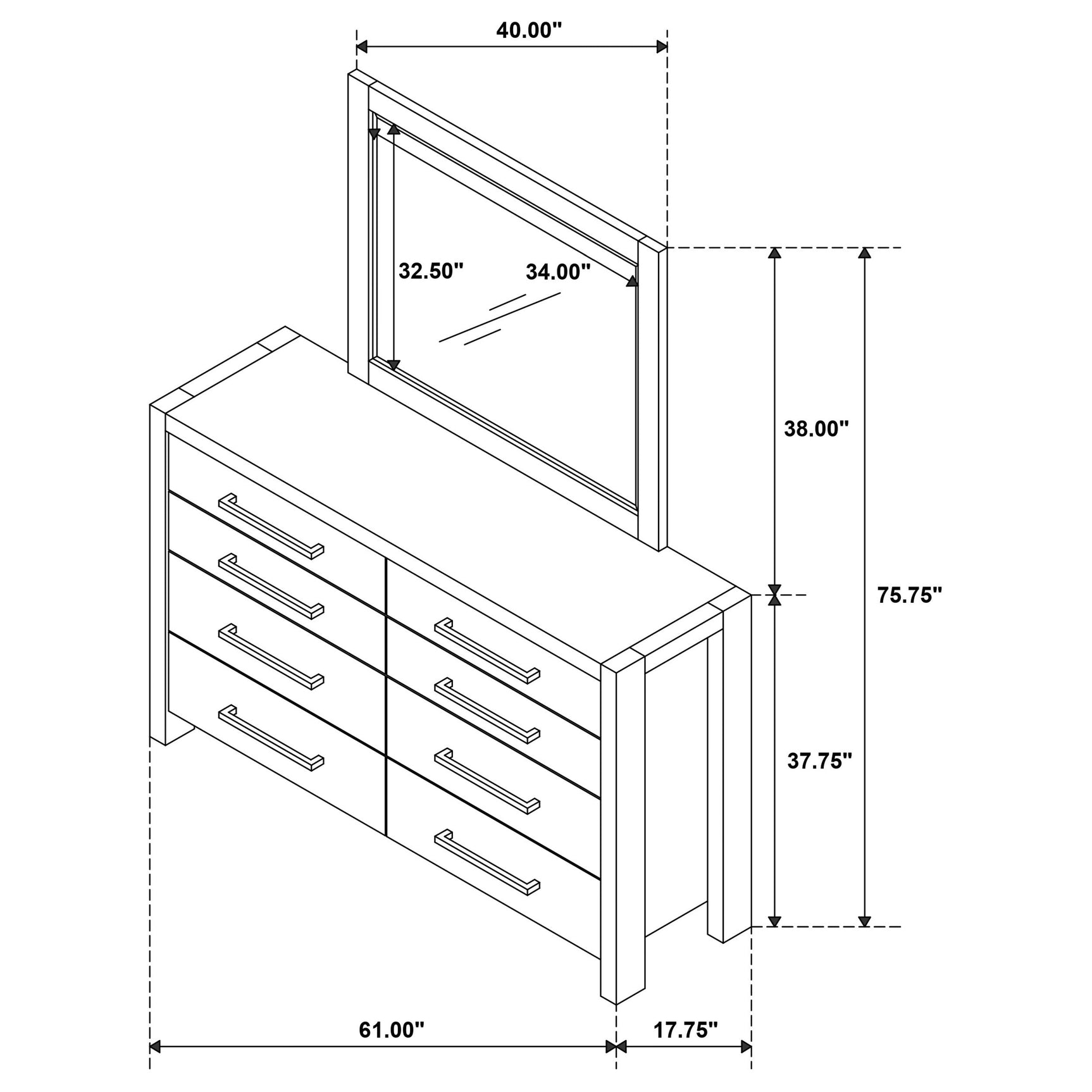 Adderley 8-drawer Bedroom Dresser and Mirror Warm Brown - Tampa Furniture Outlet