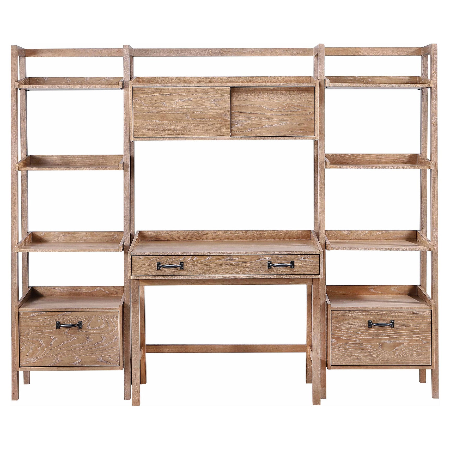 Fabian 4-piece Computer Desk and Bookshelf Set Distressed Light Brown - Tampa Furniture Outlet