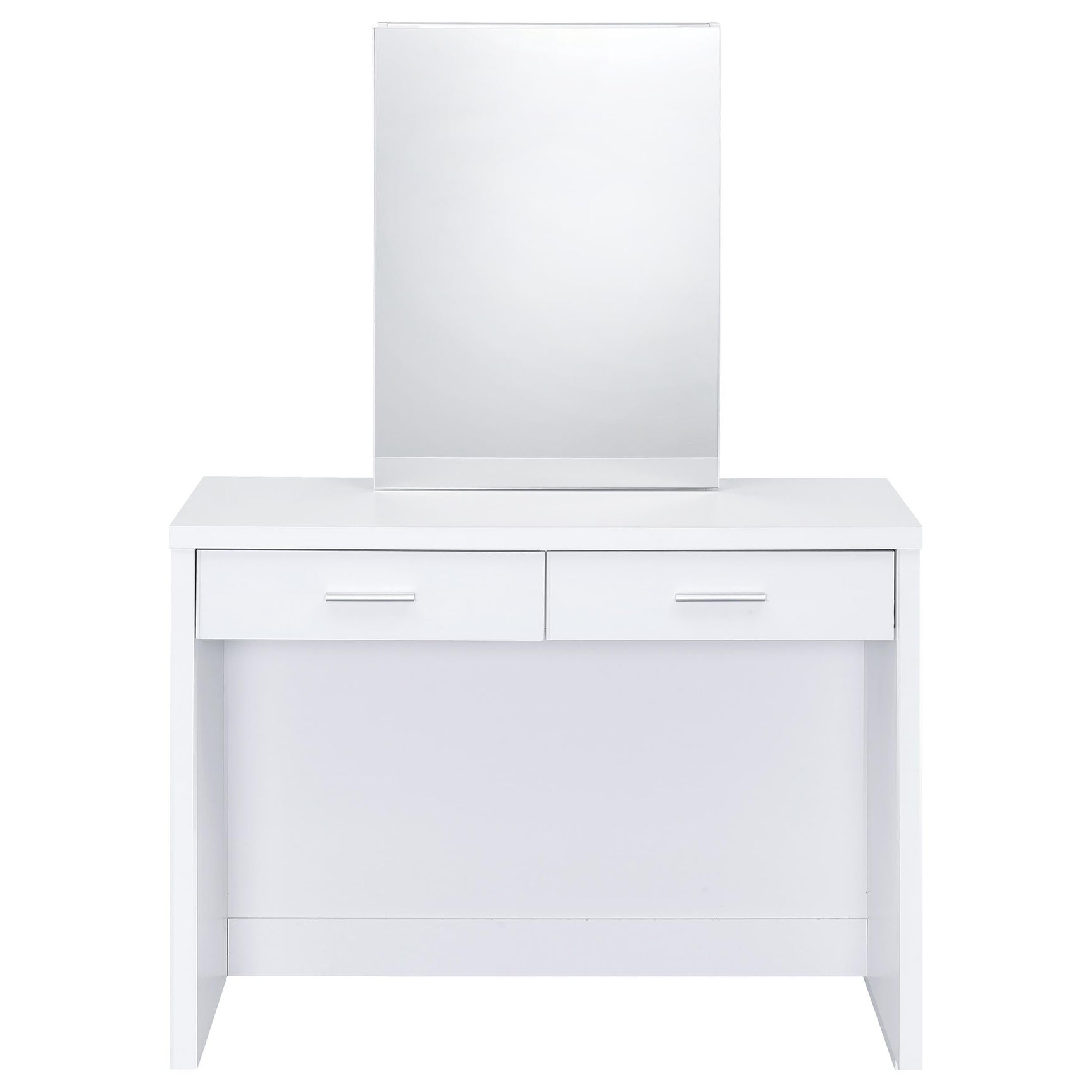 Bunbury Makeup Vanity Table Set Storage Mirror and Stool White - Tampa Furniture Outlet