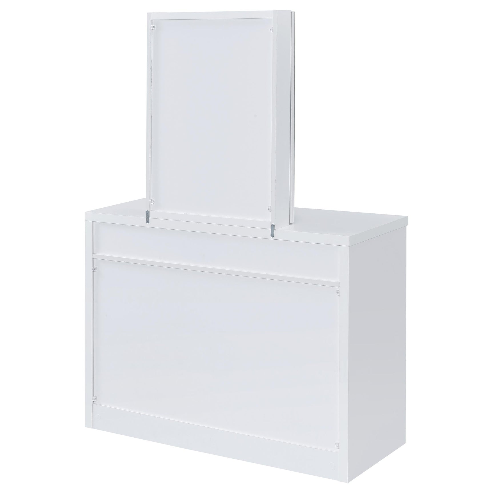 Bunbury Makeup Vanity Table Set Storage Mirror and Stool White - Tampa Furniture Outlet